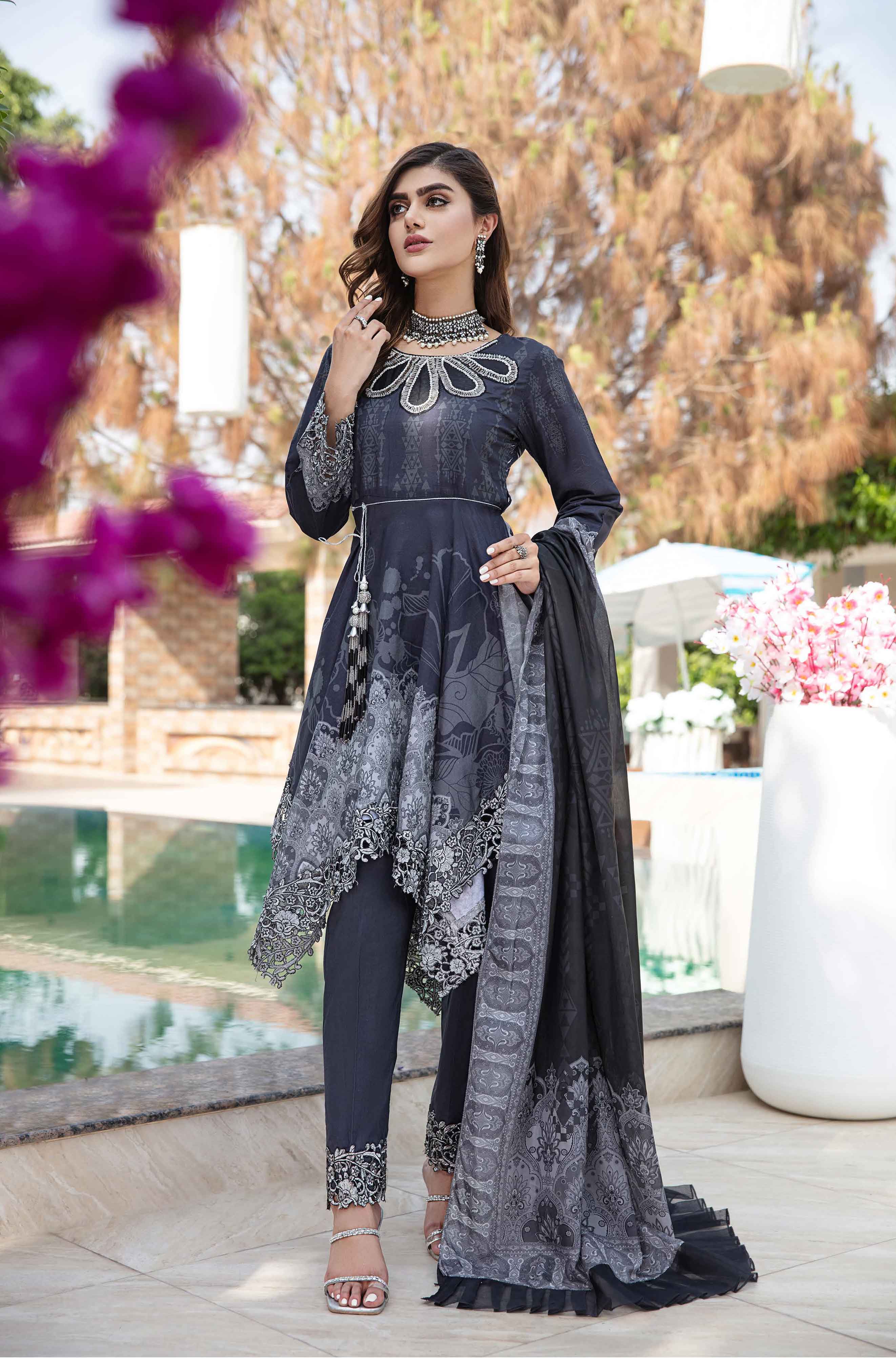 Ivana Digital Print Frock Eid Outfit with Embroidered Trousers