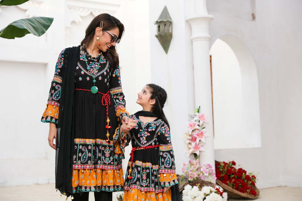 Ivana Digital Print Frock Outfit with Chiffon Dupatta S4055B DesiP 