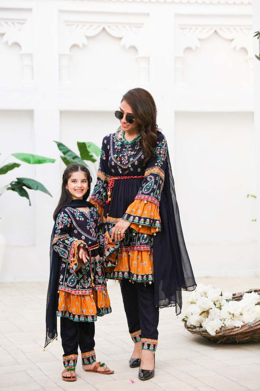 Ivana Digital Print Frock Outfit with Chiffon Dupatta S4055B DesiP 