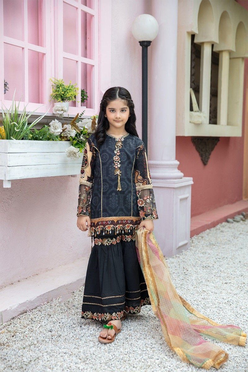 Ivana Girls Digital Print Mummy & Me Eid Outfit with Embroidered Gharara S2142BK