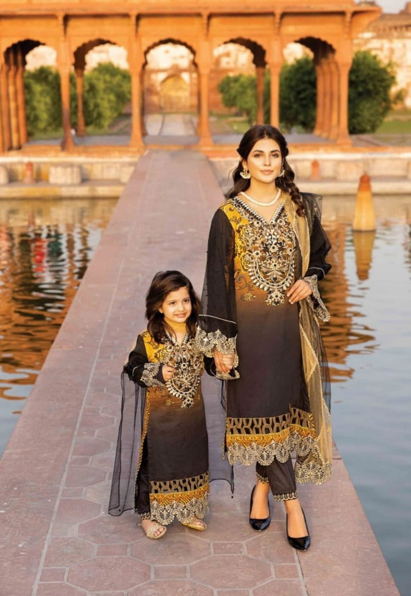 Ivana Girls Digital Print Mummy & Me Eid Outfit with Embroidered Trousers S2131K
