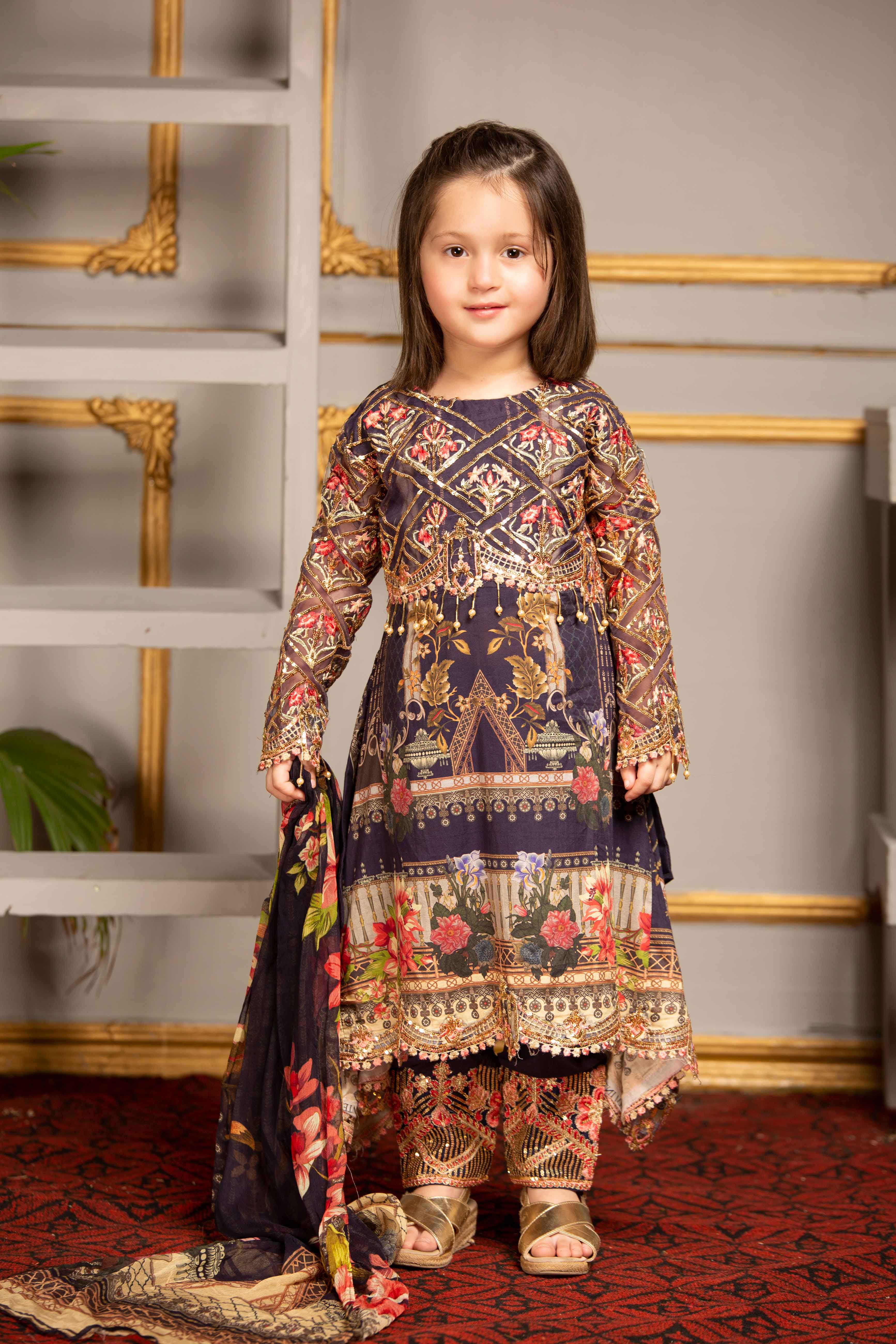 Ivana Girls Mummy & Me Eid Outfit with Embroidered Trousers S2023K
