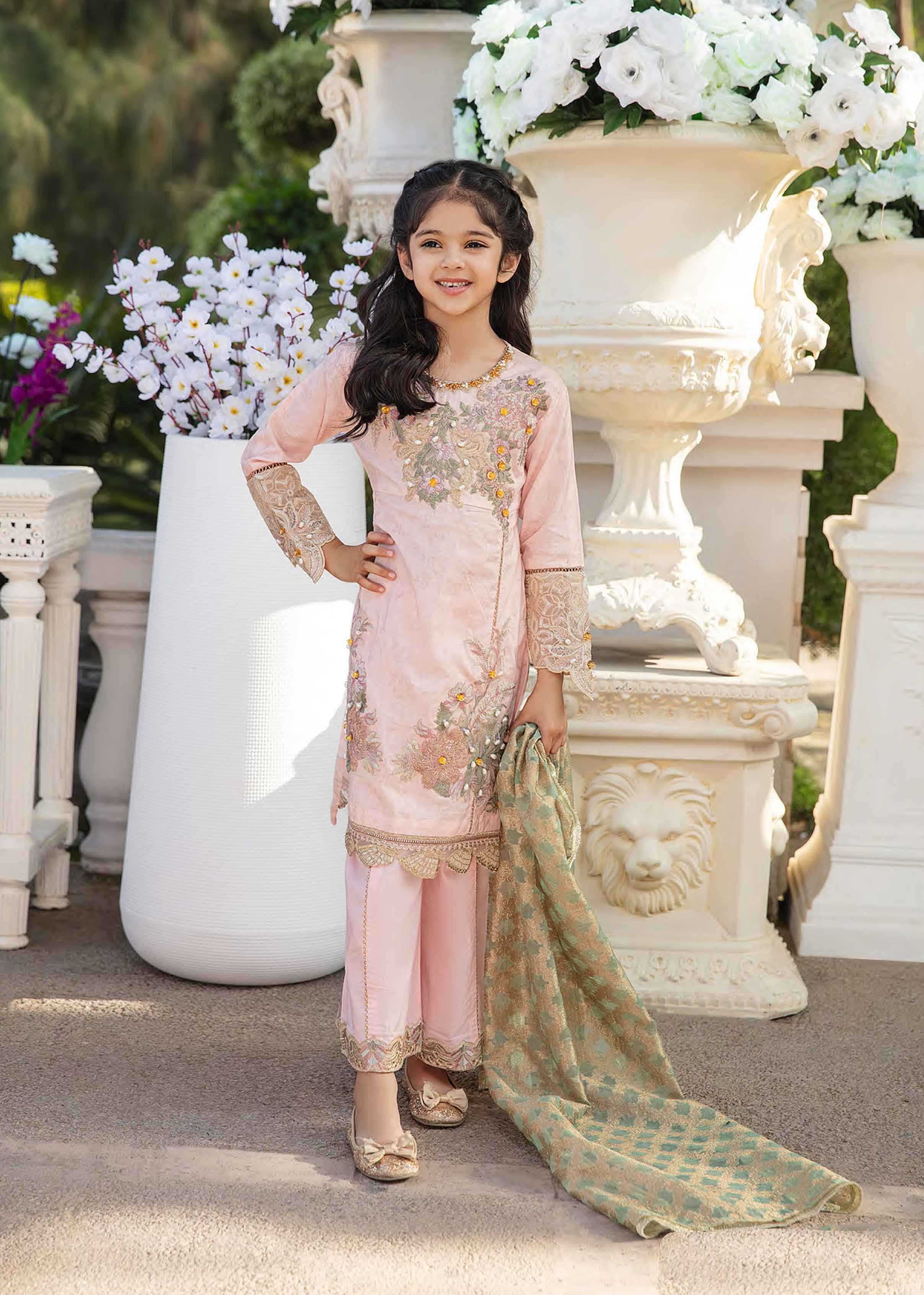 girls pink eid suit