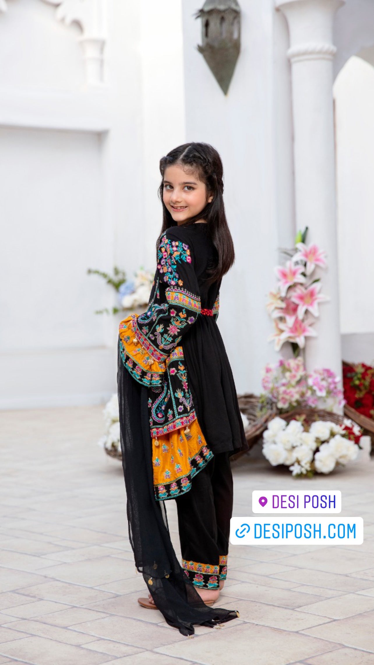 Ivana Kids Digital Print Frock Outfit with Chiffon Dupatta S4055K DesiP 