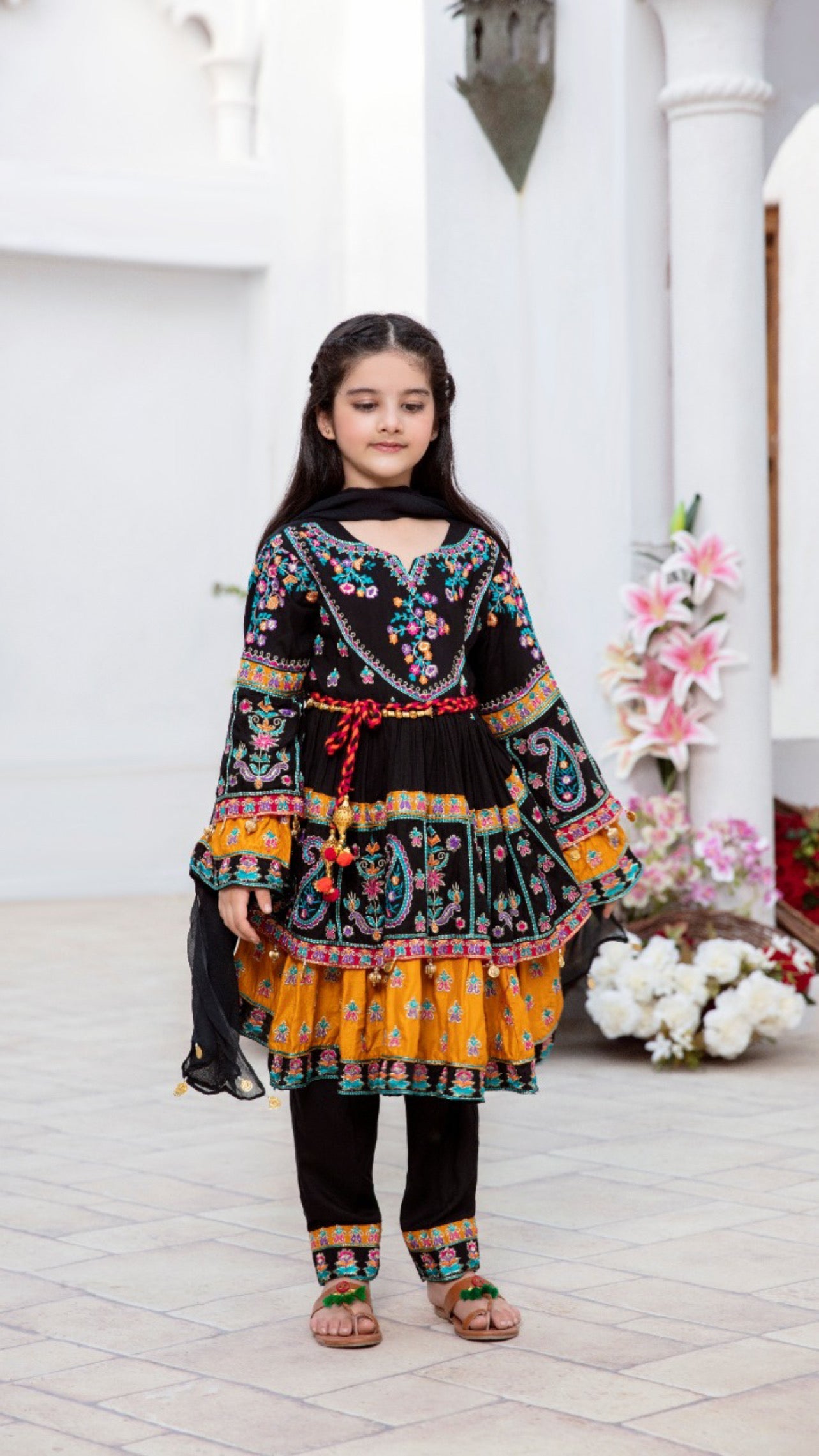 Ivana Kids Digital Print Frock Outfit with Chiffon Dupatta S4055K DesiP 