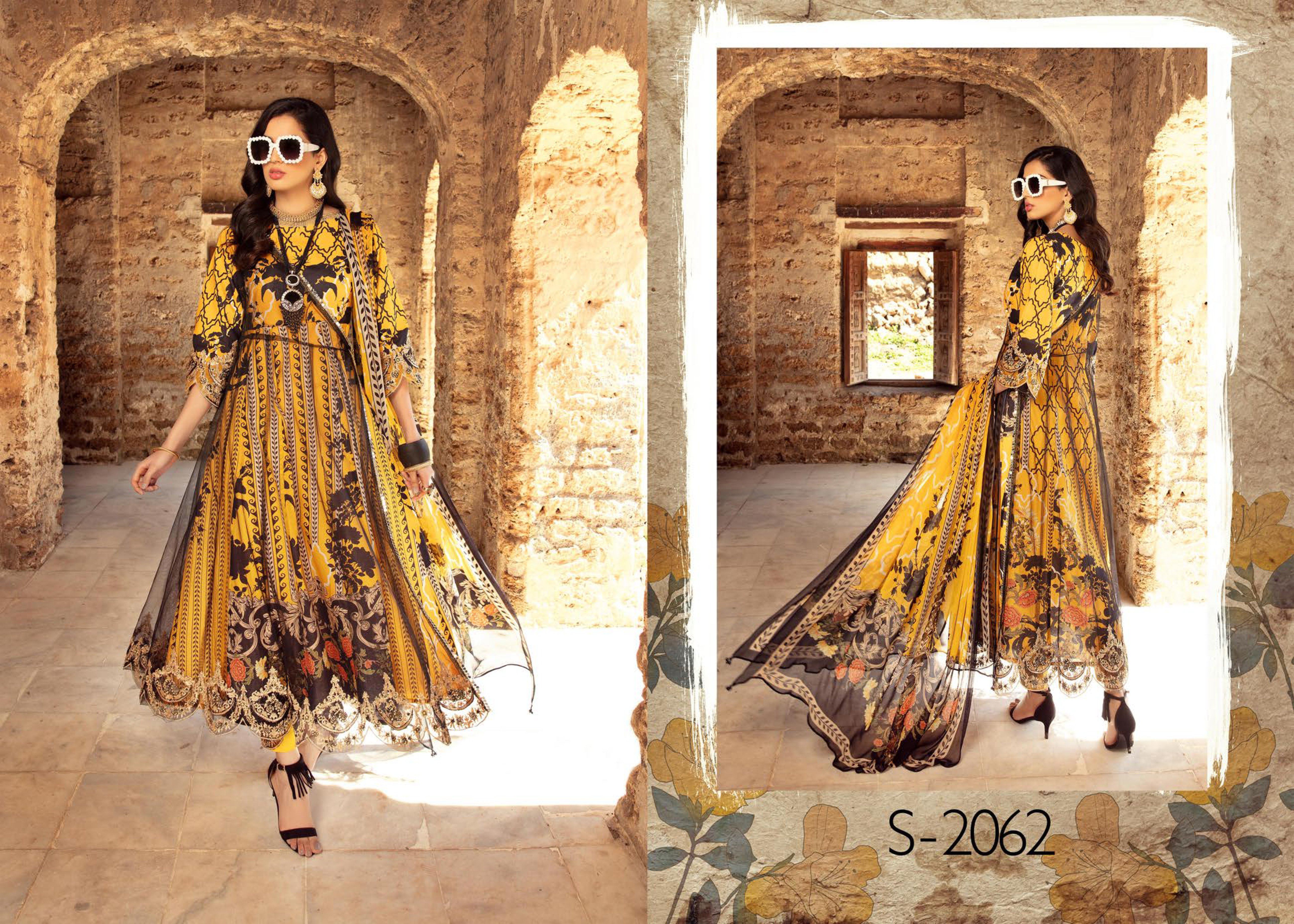 Ivana Kids Digital Print Long Gown Eid Outfit with Embroidered Trousers S2062K Mother & Daughter - Desi Posh