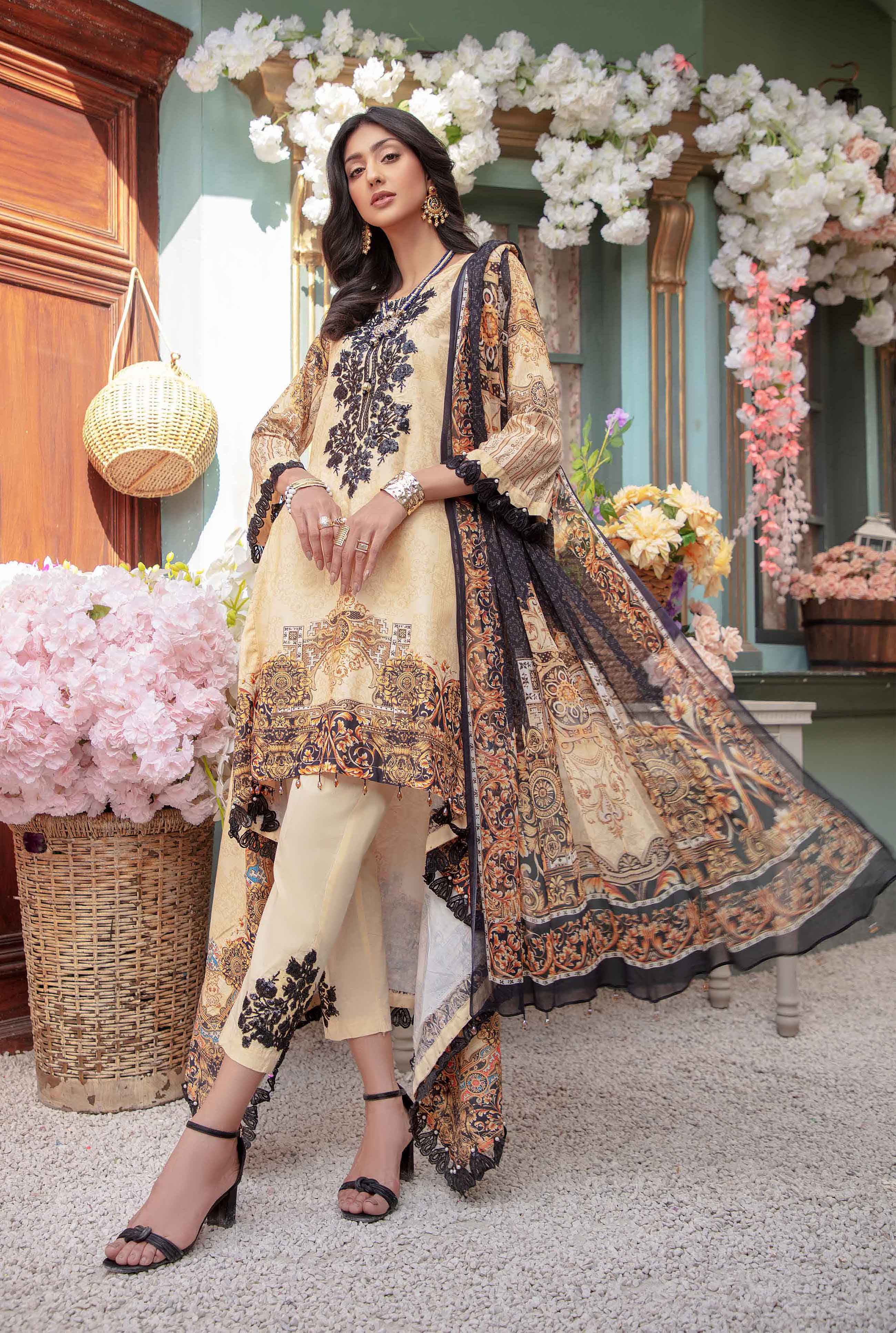 Ivana Kids Digital Print Trail Mother & Daughter Eid Outfit with Embroidered Trousers S2115K - Desi Posh