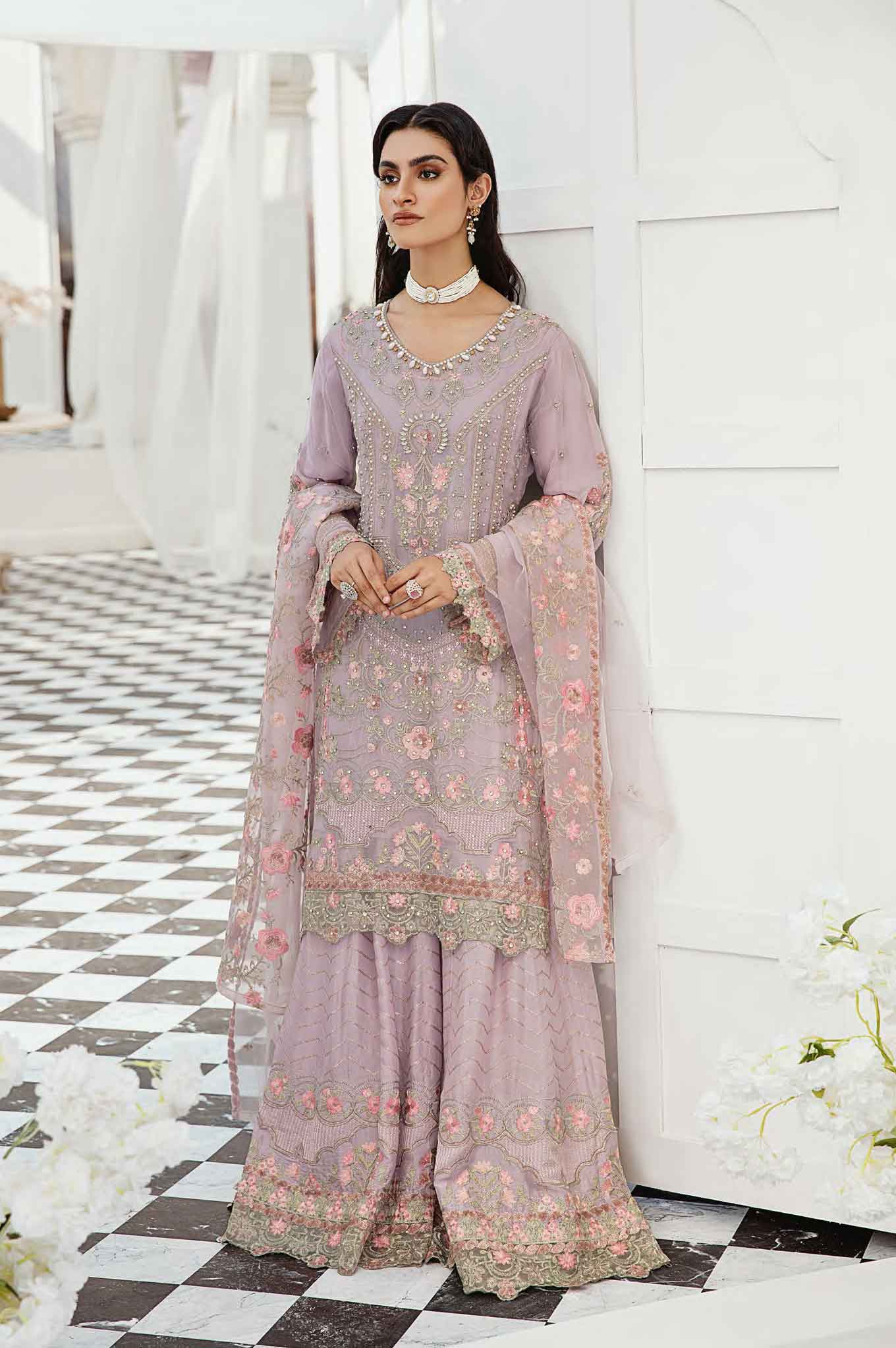 Ivana Ladies Designer Formal Lilac Sharara Outfit