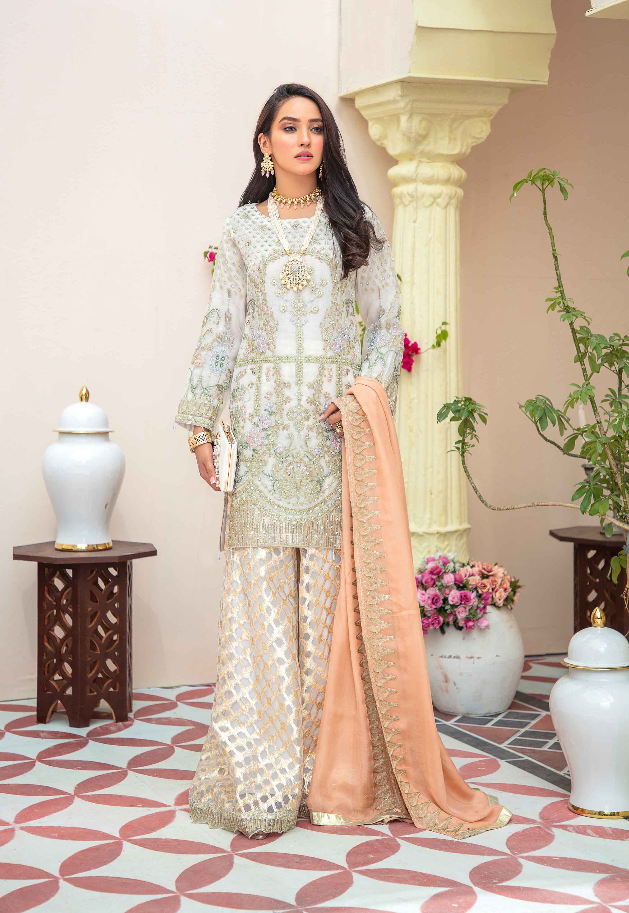 Ivana Ladies Designer Wedding Banarasi Sharara Outfit S716