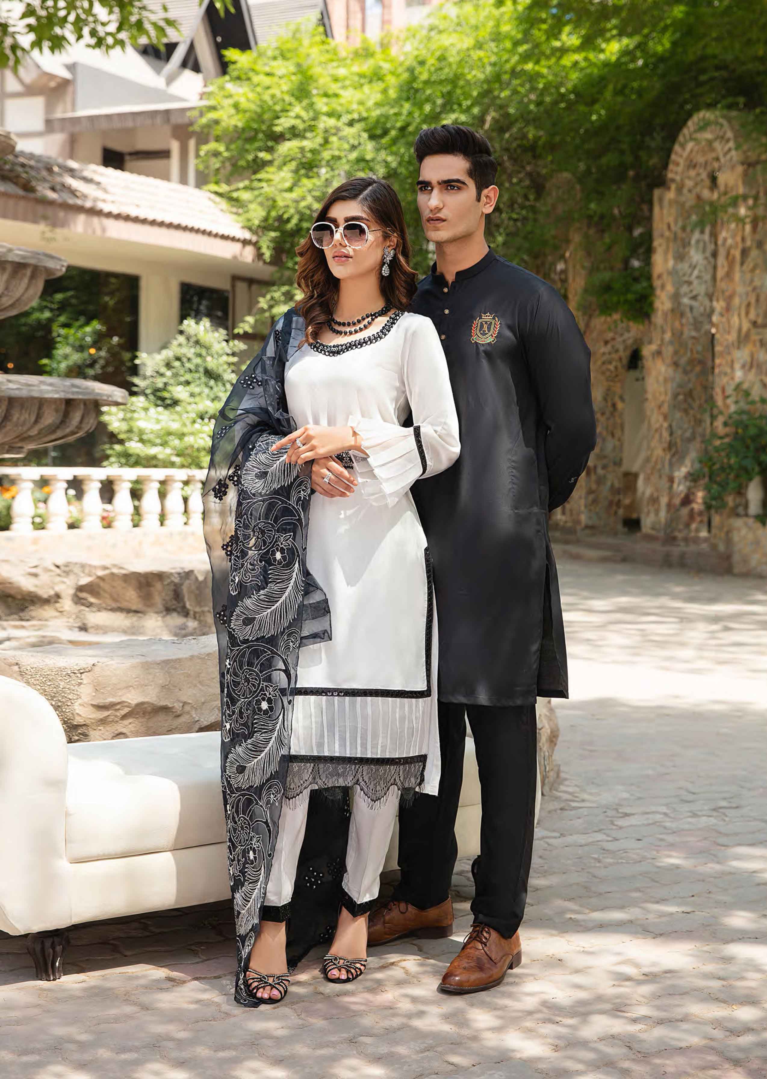 Ivana Luxury Embroidered Silk White Outfit DesiPosh