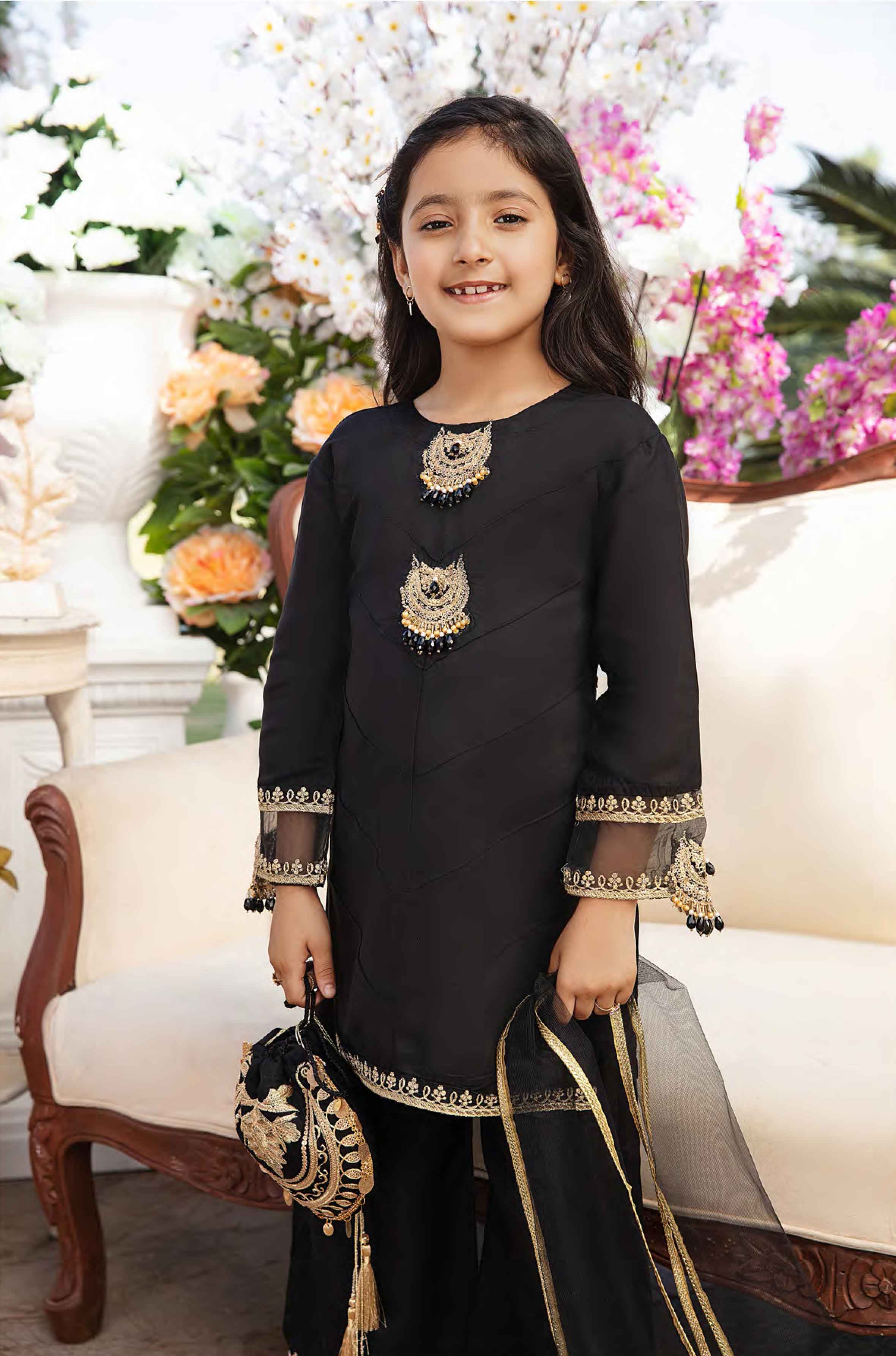 Ivana Mummy & Me Black Kids Outfit with Clutch Bag DesiP 