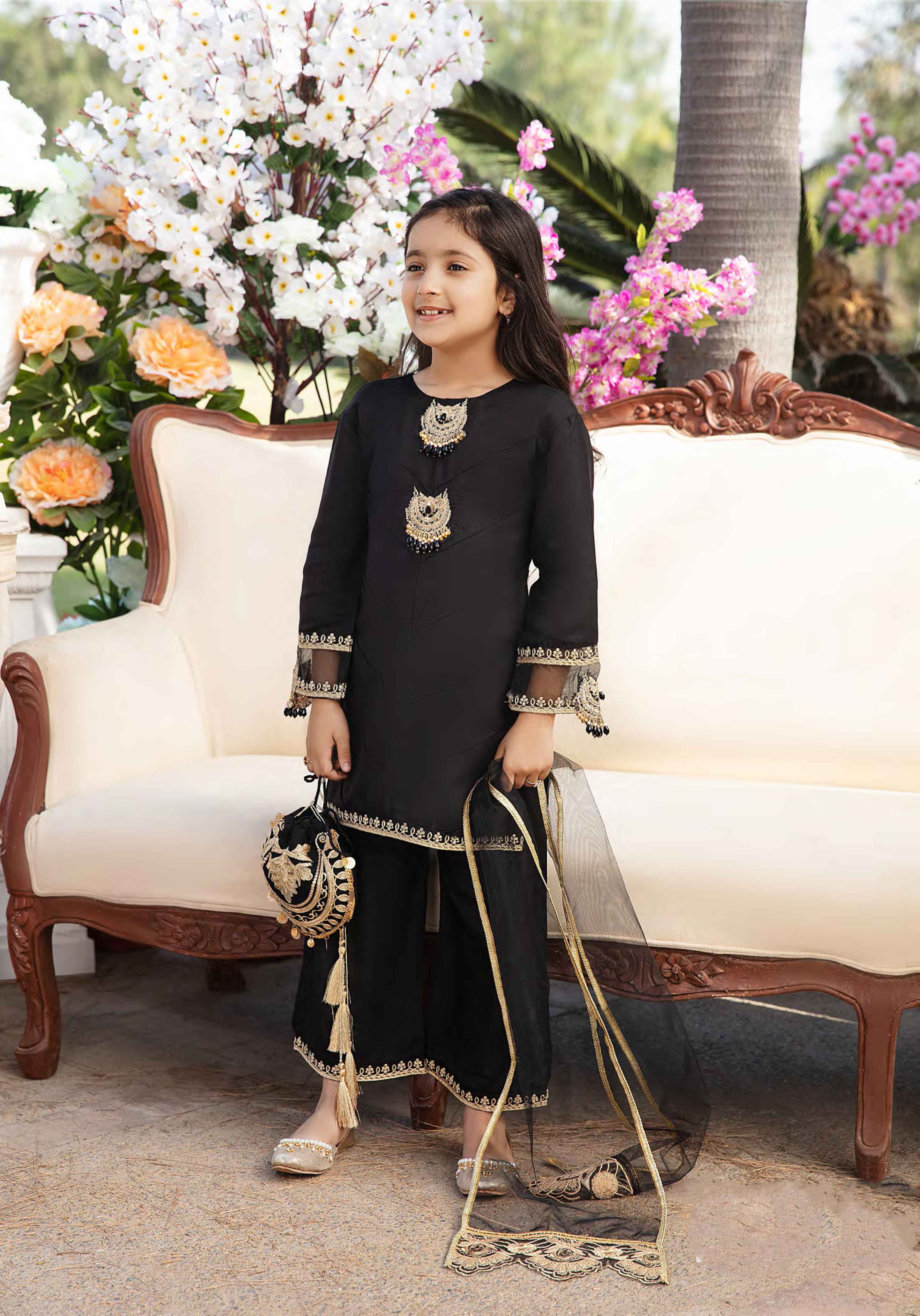 Ivana Mummy & Me Black Kids Outfit with Clutch Bag DesiP 