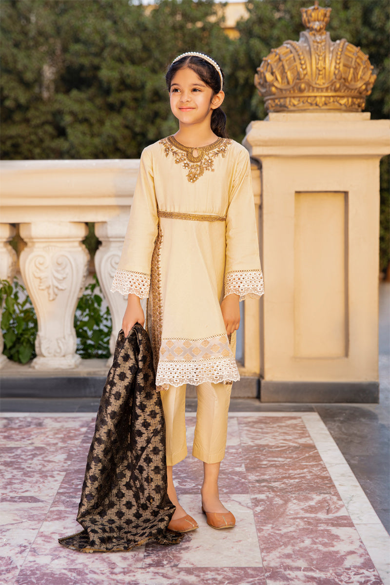 Ivana Mummy & Me Eid Collection Girls Beige Outfit 2307K - Desi Posh