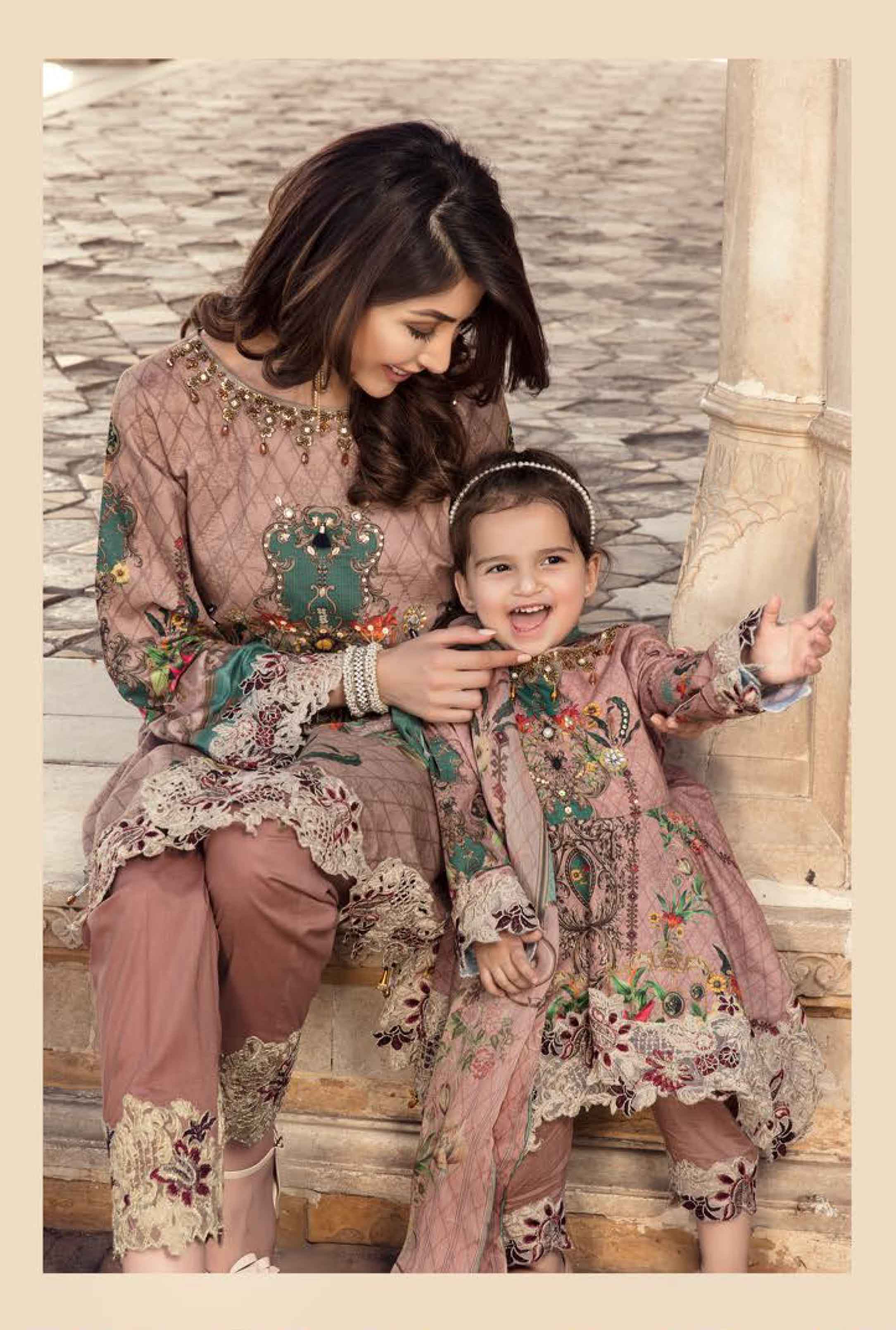 Ivana`s Kids Digital Print Frock Outfit with Embroidered Trousers S11K - Desi Posh