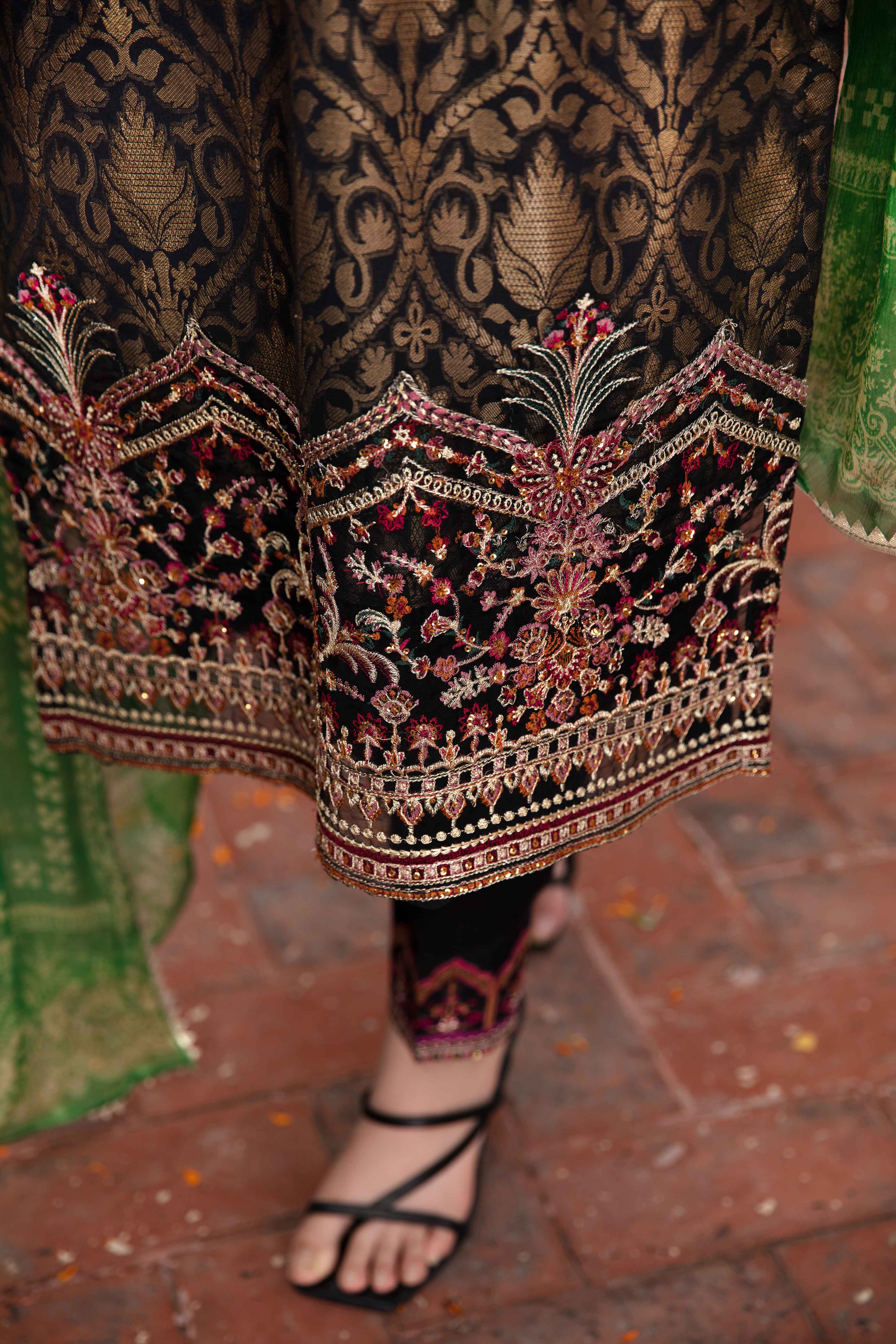Ivana Ladies Black Jacquard Mummy & Me Outfit 3145 - Desi Posh