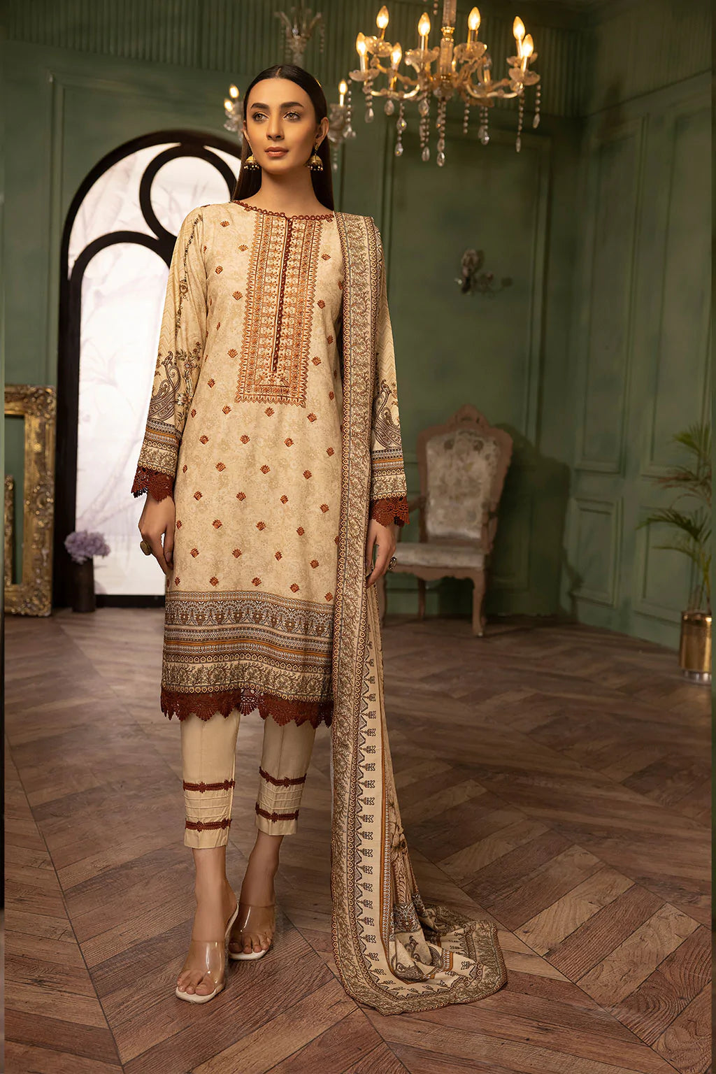 Johra Pk 3 Piece Digital Print Embroidered Suit JH468 - Desi Posh