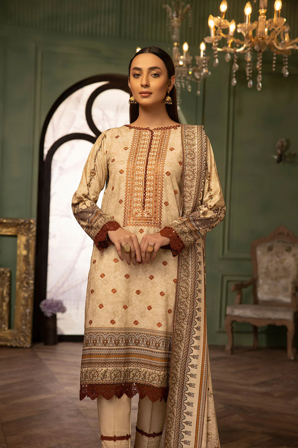 Johra Pk 3 Piece Digital Print Embroidered Suit JH468 - Desi Posh