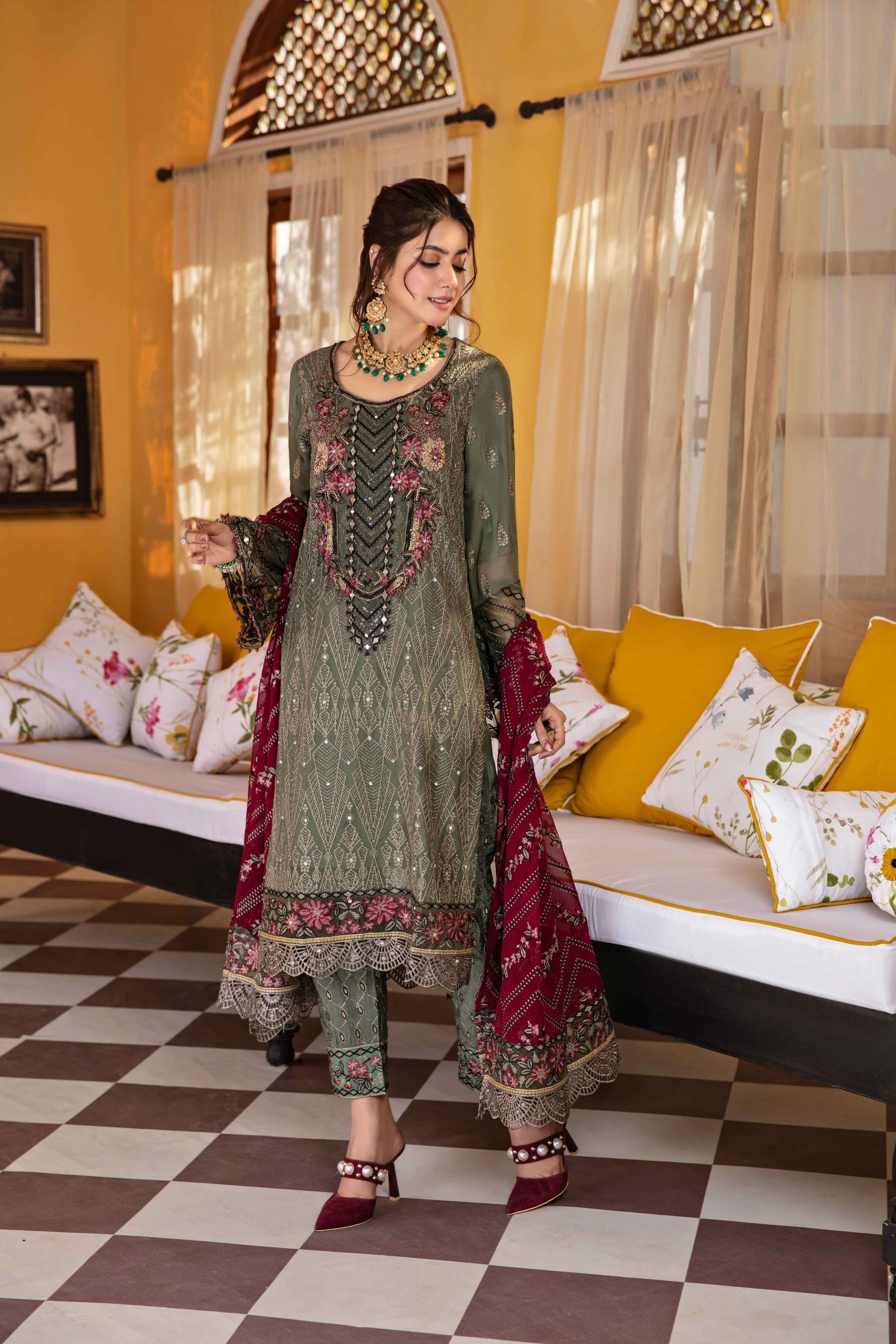 Fareen Eid Edition Mummy & Me Ladies Juniper Chiffon Suit - Desi Posh