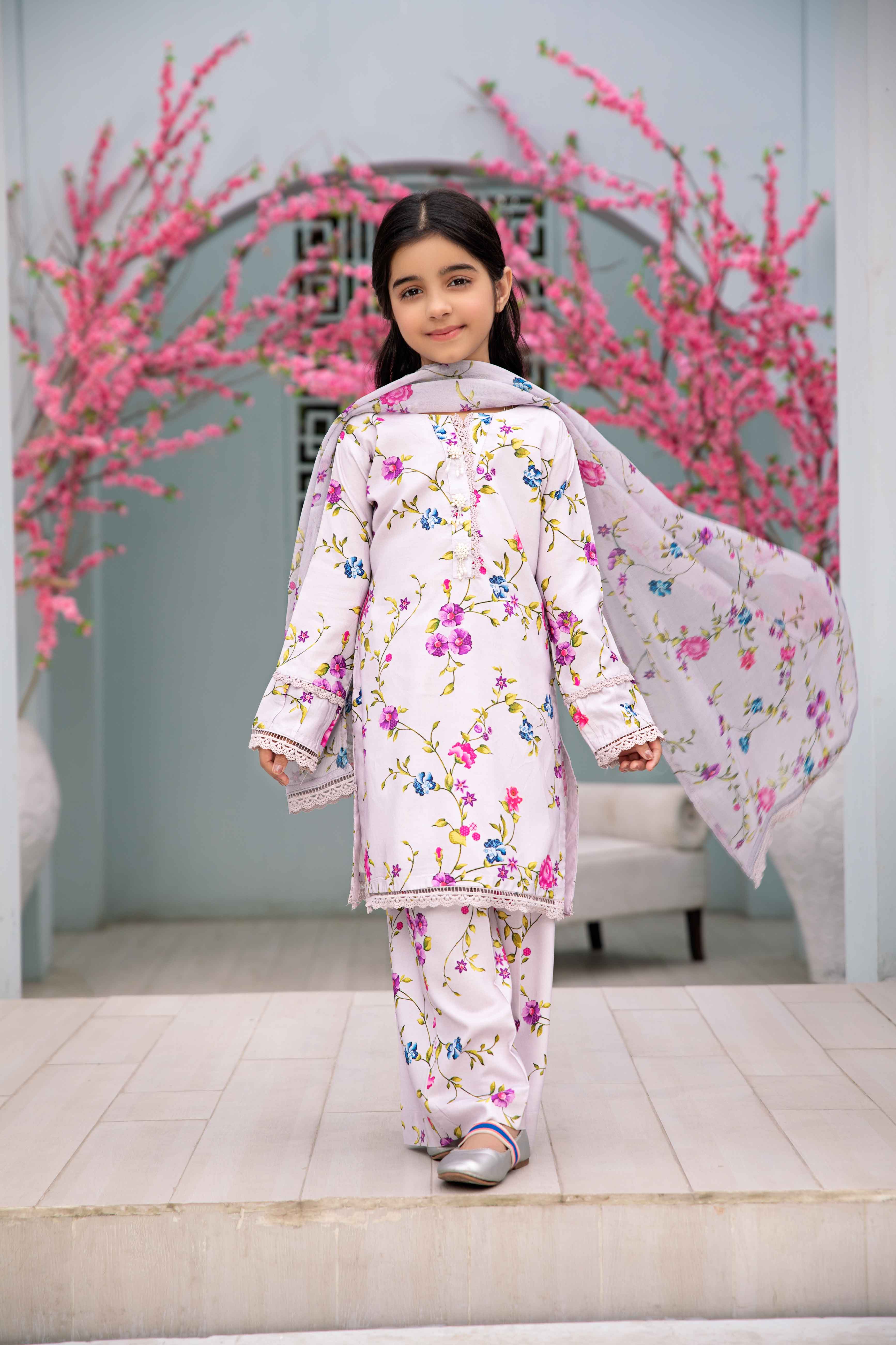 Flora Printed 3 Piece Mummy & Me Kids Suit FL3b - Desi Posh