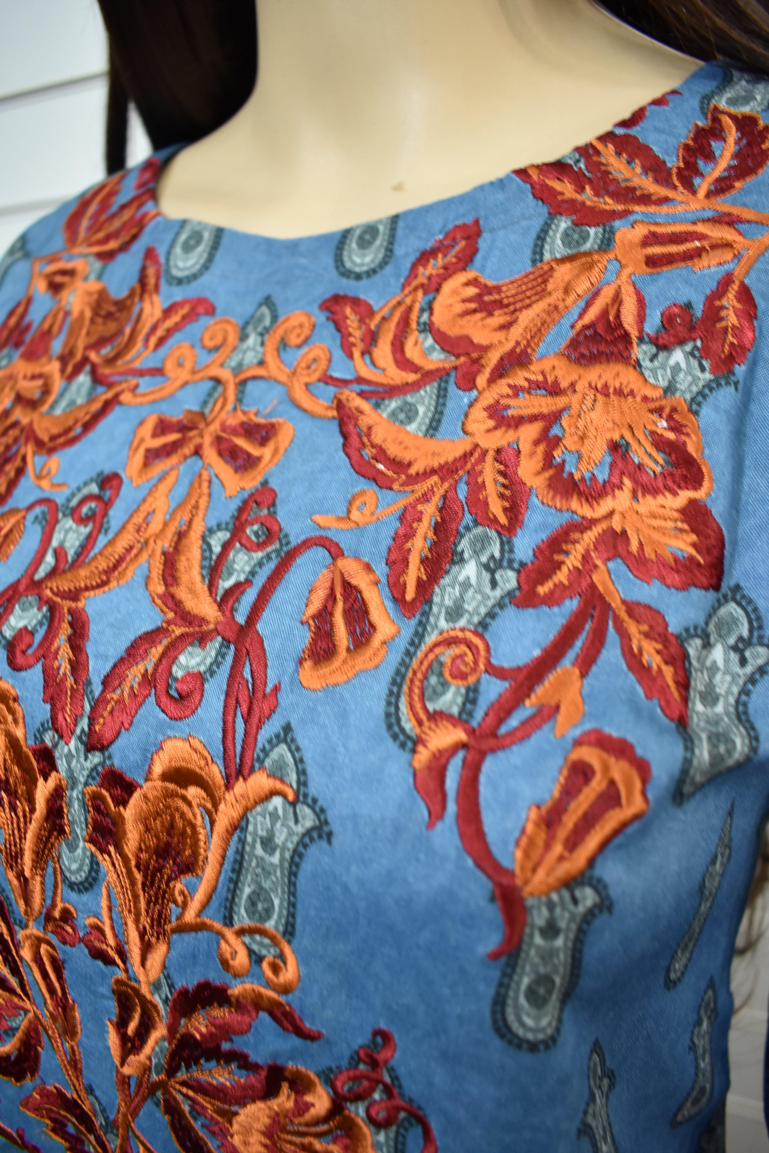 Limelight Digital Print Embroidered Designer Spring Lilen Kurta SL02 - Desi Posh