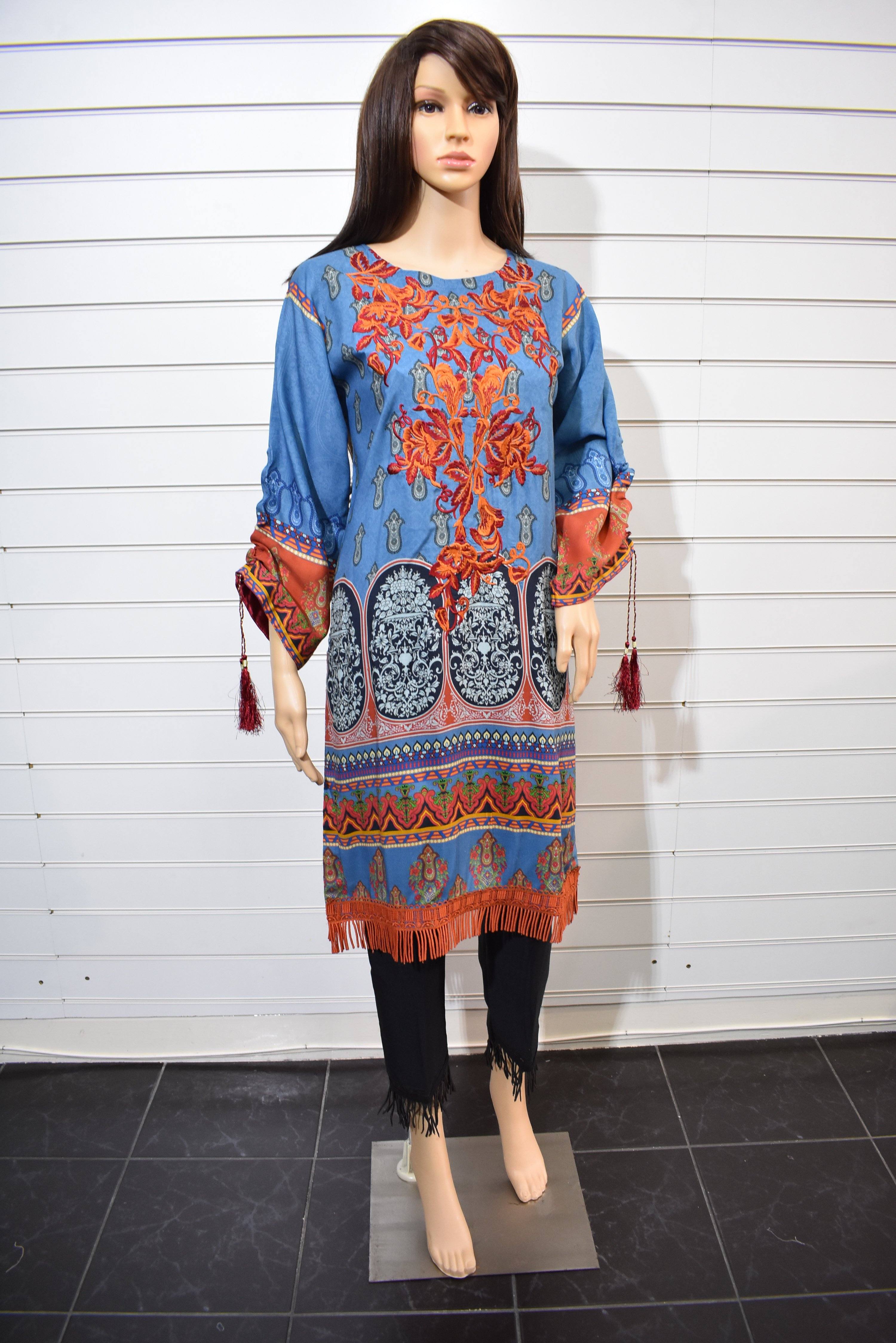 Limelight Digital Print Embroidered Designer Spring Lilen Kurta SL02 - Desi Posh