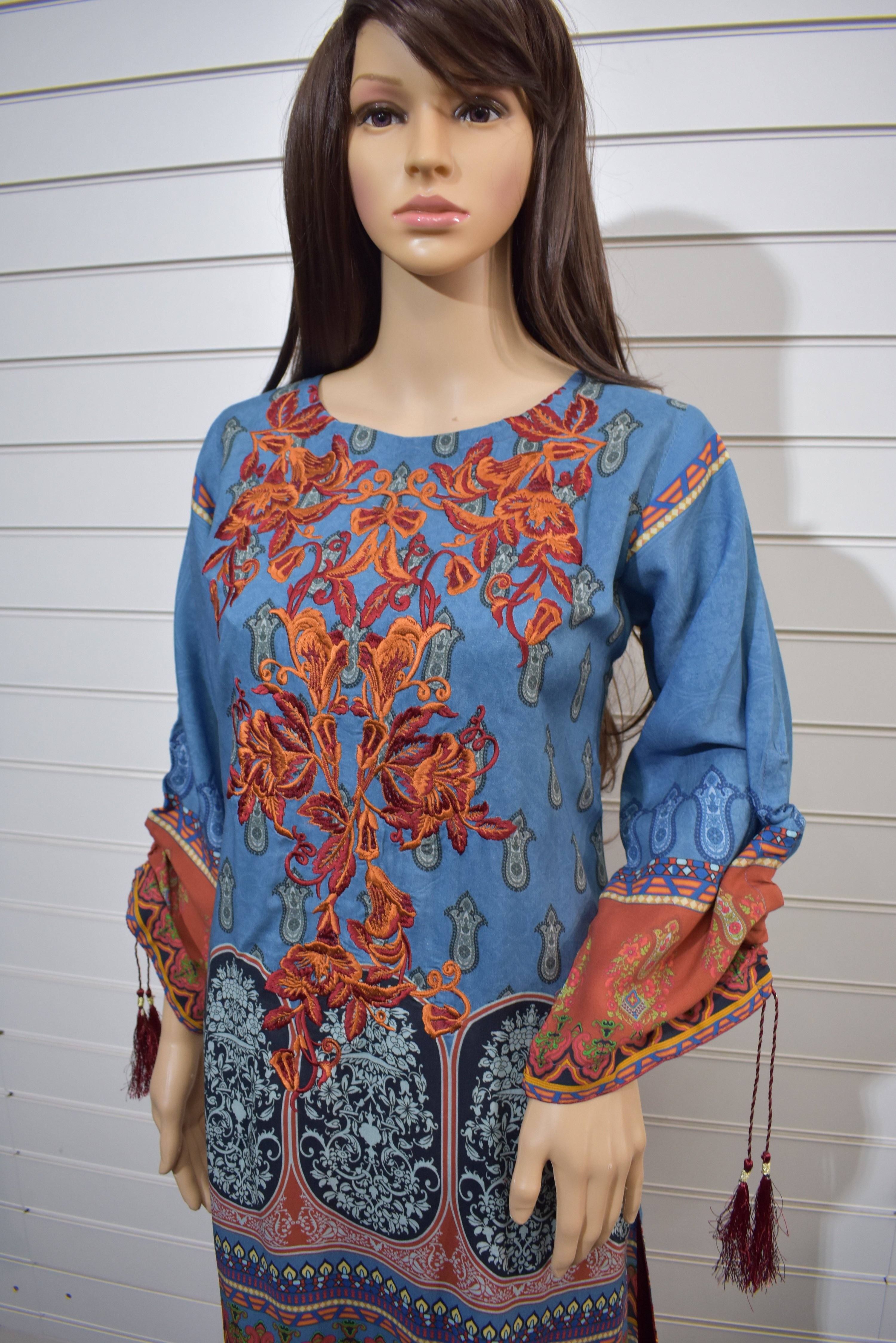 Limelight Digital Print Embroidered Designer Spring Lilen Kurta SL02 - Desi Posh
