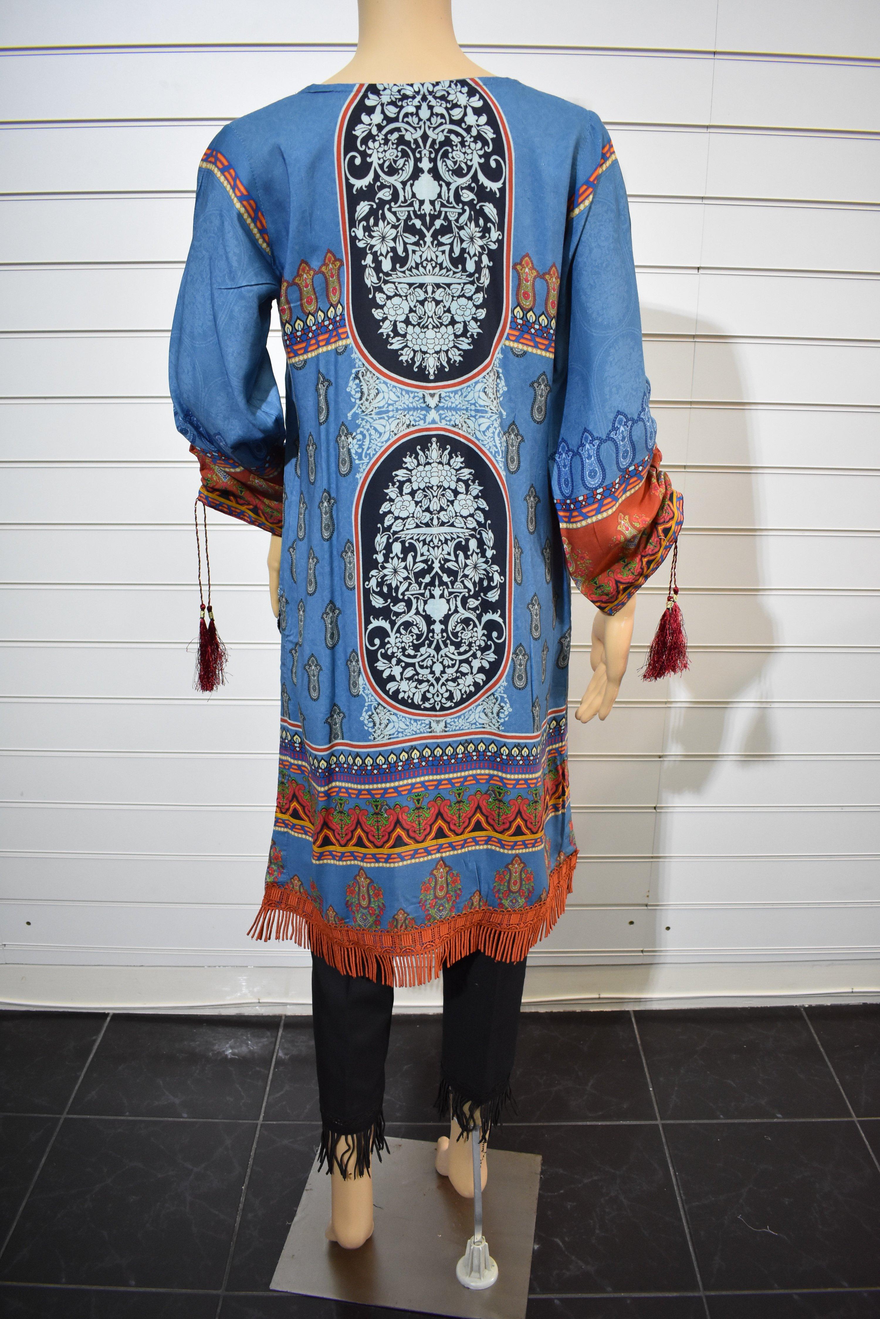 Limelight Digital Print Embroidered Designer Spring Lilen Kurta SL02 - Desi Posh