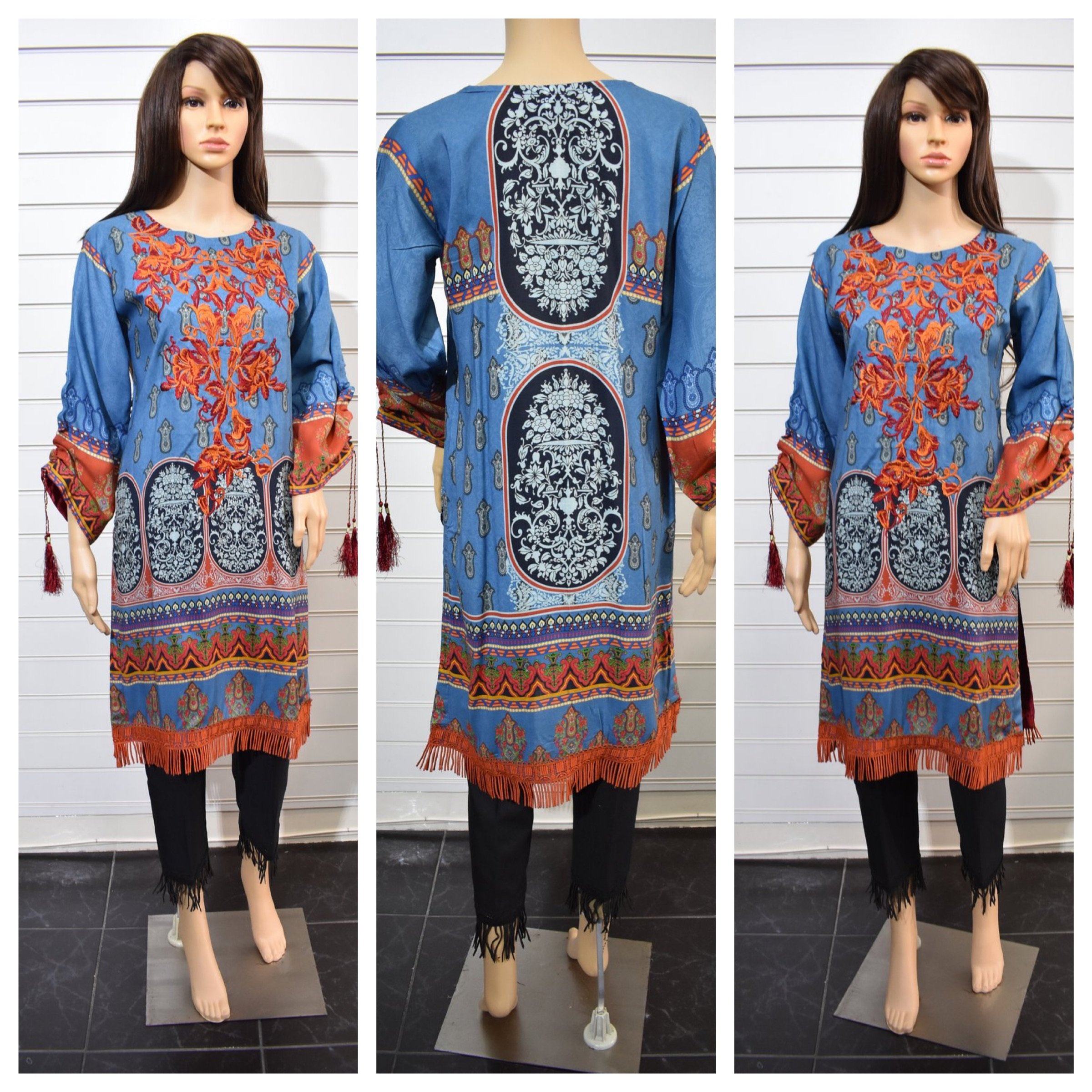 Limelight Digital Print Embroidered Designer Spring Lilen Kurta SL02 - Desi Posh