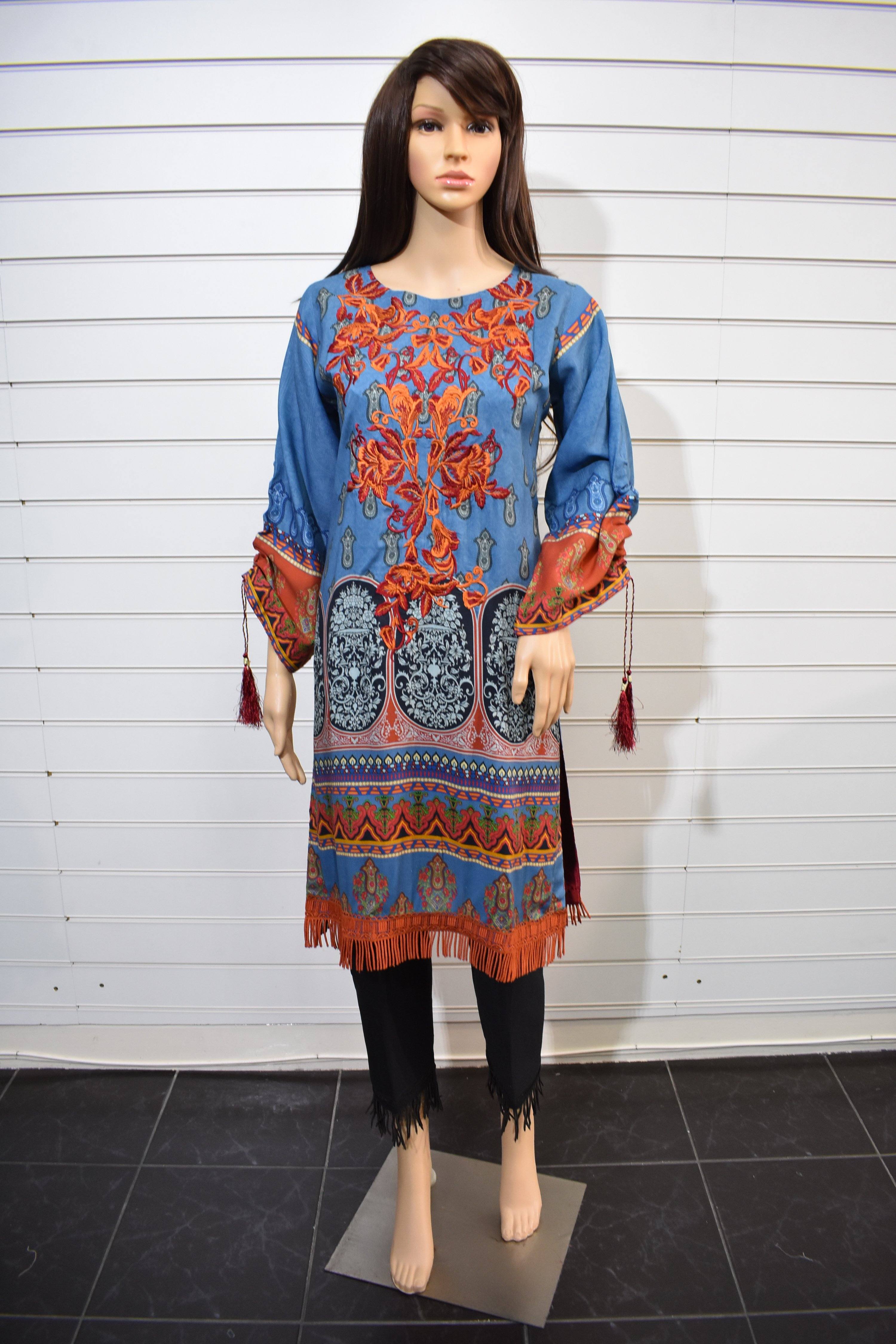 Limelight Digital Print Embroidered Designer Spring Lilen Kurta SL02 - Desi Posh