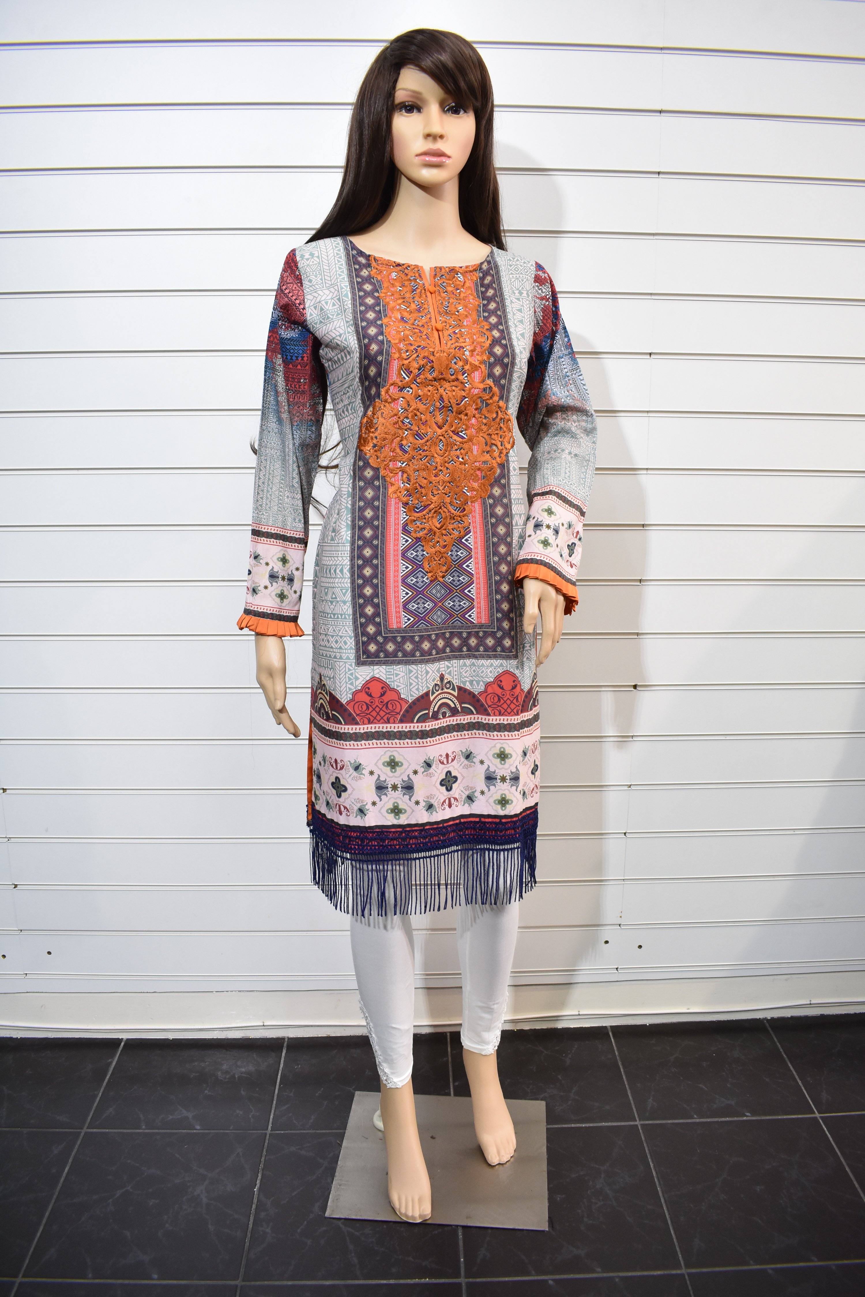 Limelight Digital Print Embroidered Designer Winter Linen Kurta AL12 - Desi Posh