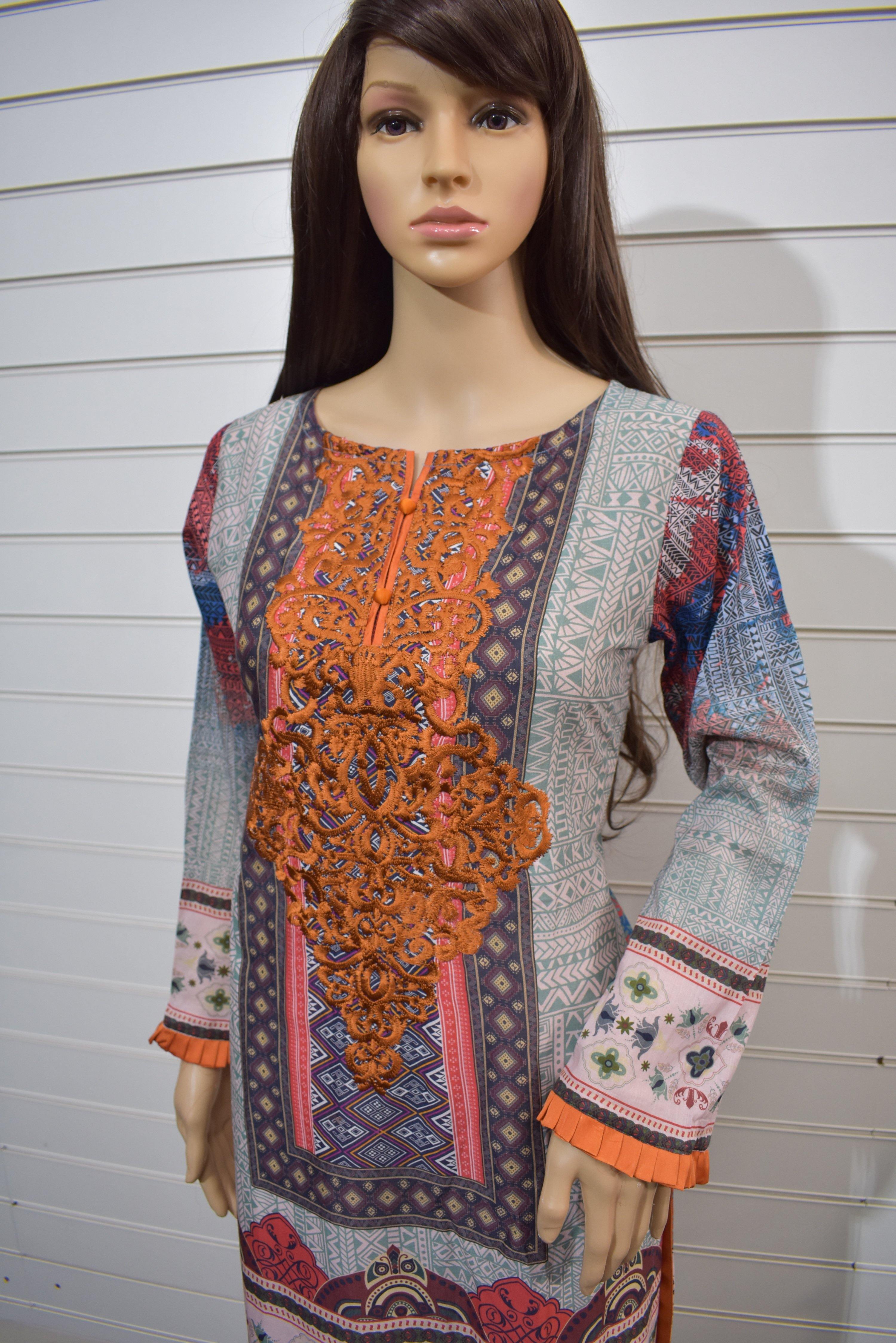 Limelight Digital Print Embroidered Designer Winter Linen Kurta AL12 - Desi Posh