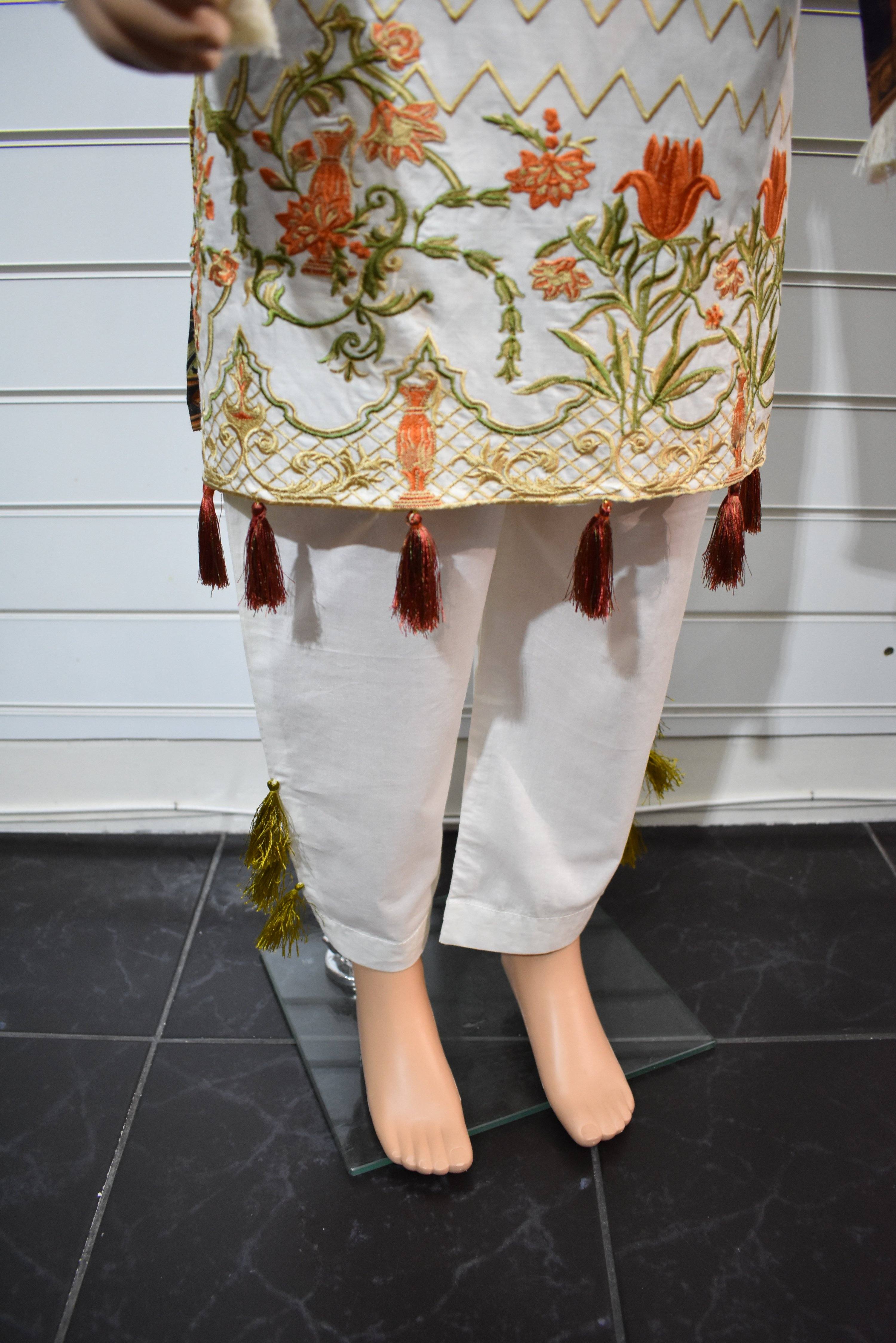 Limelight Inspired Kids Digital Print Outfit with Tassel Trousers - Desi Posh
