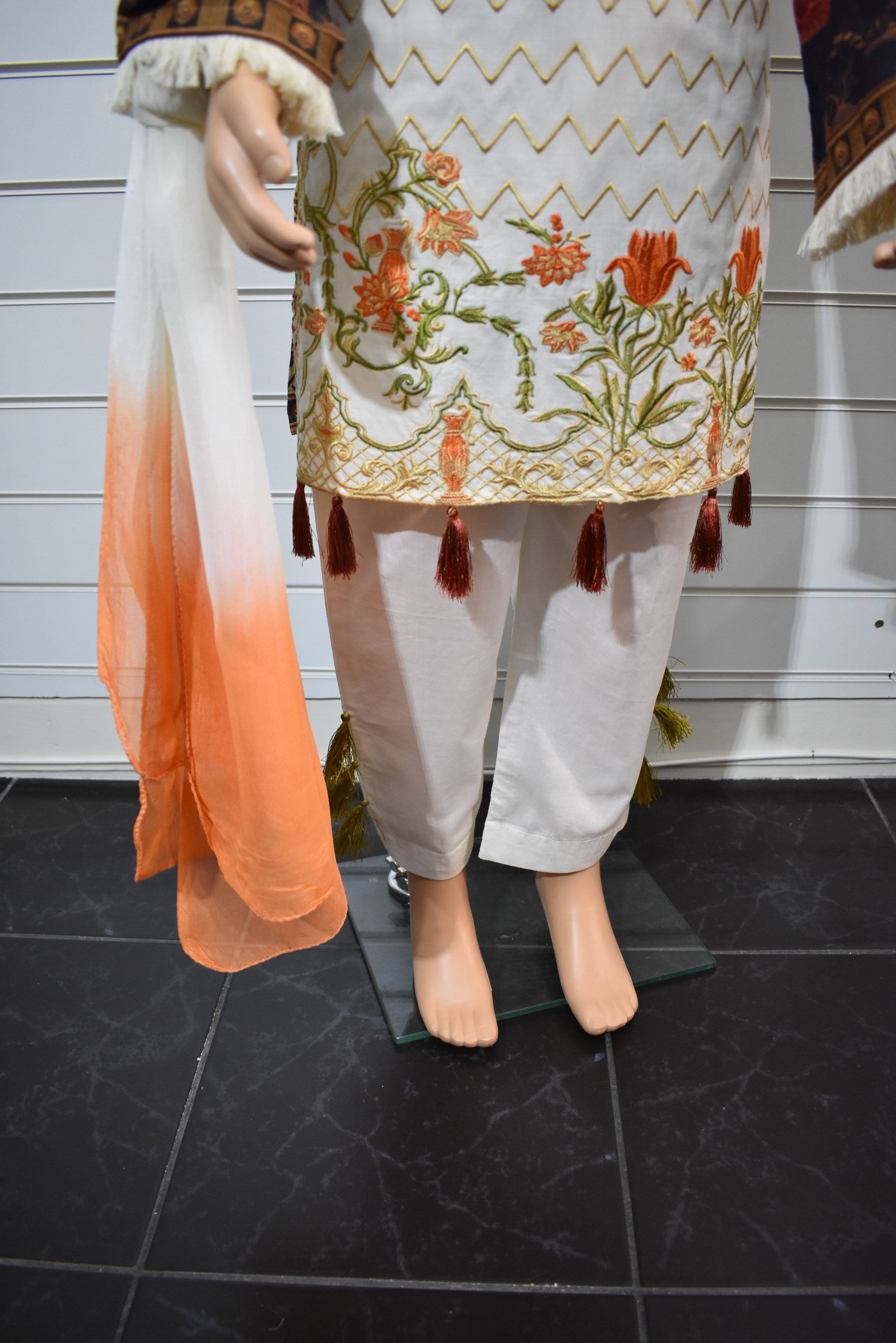 Limelight Inspired Kids Digital Print Outfit with Tassel Trousers - Desi Posh