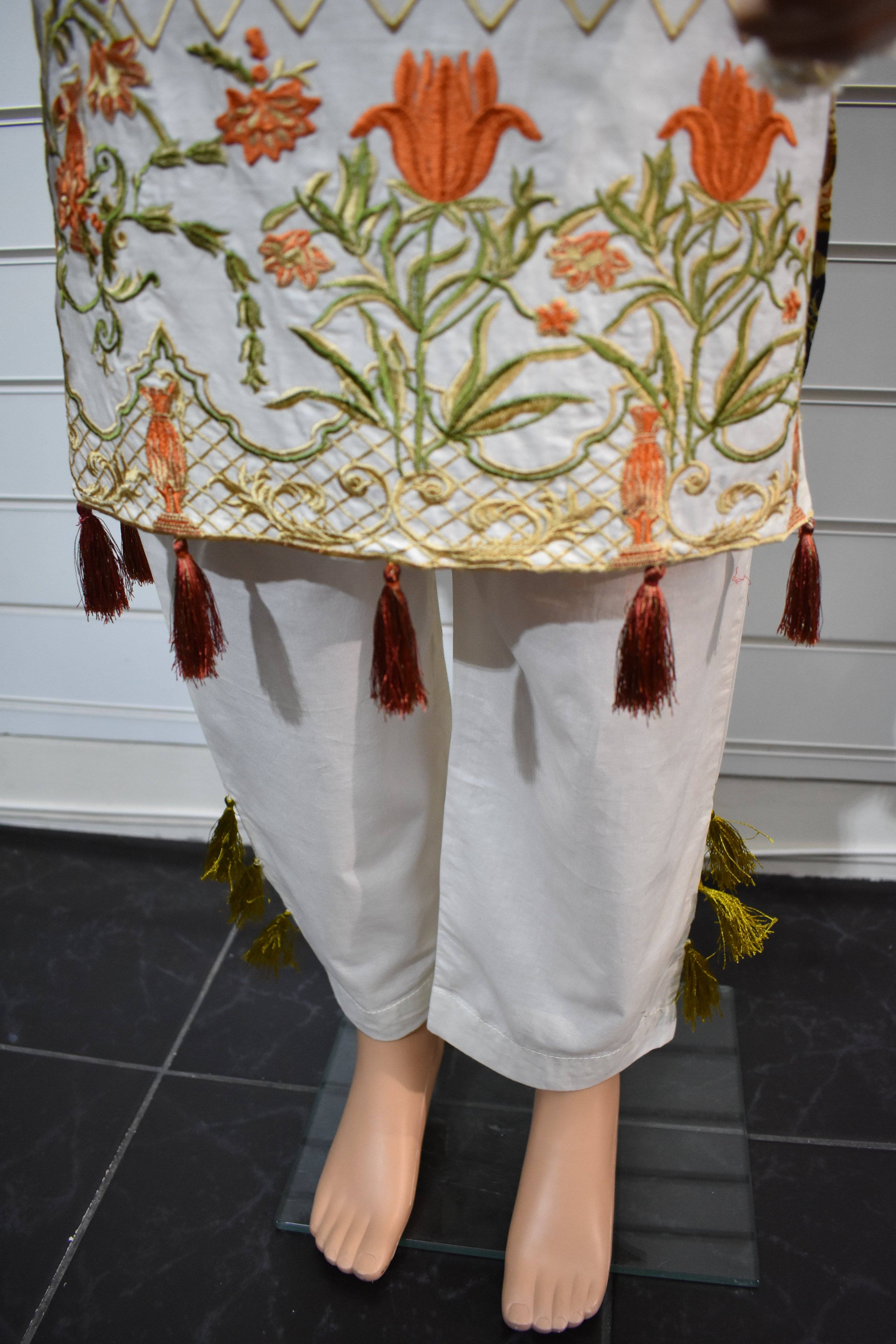 Limelight Inspired Kids Digital Print Outfit with Tassel Trousers - Desi Posh