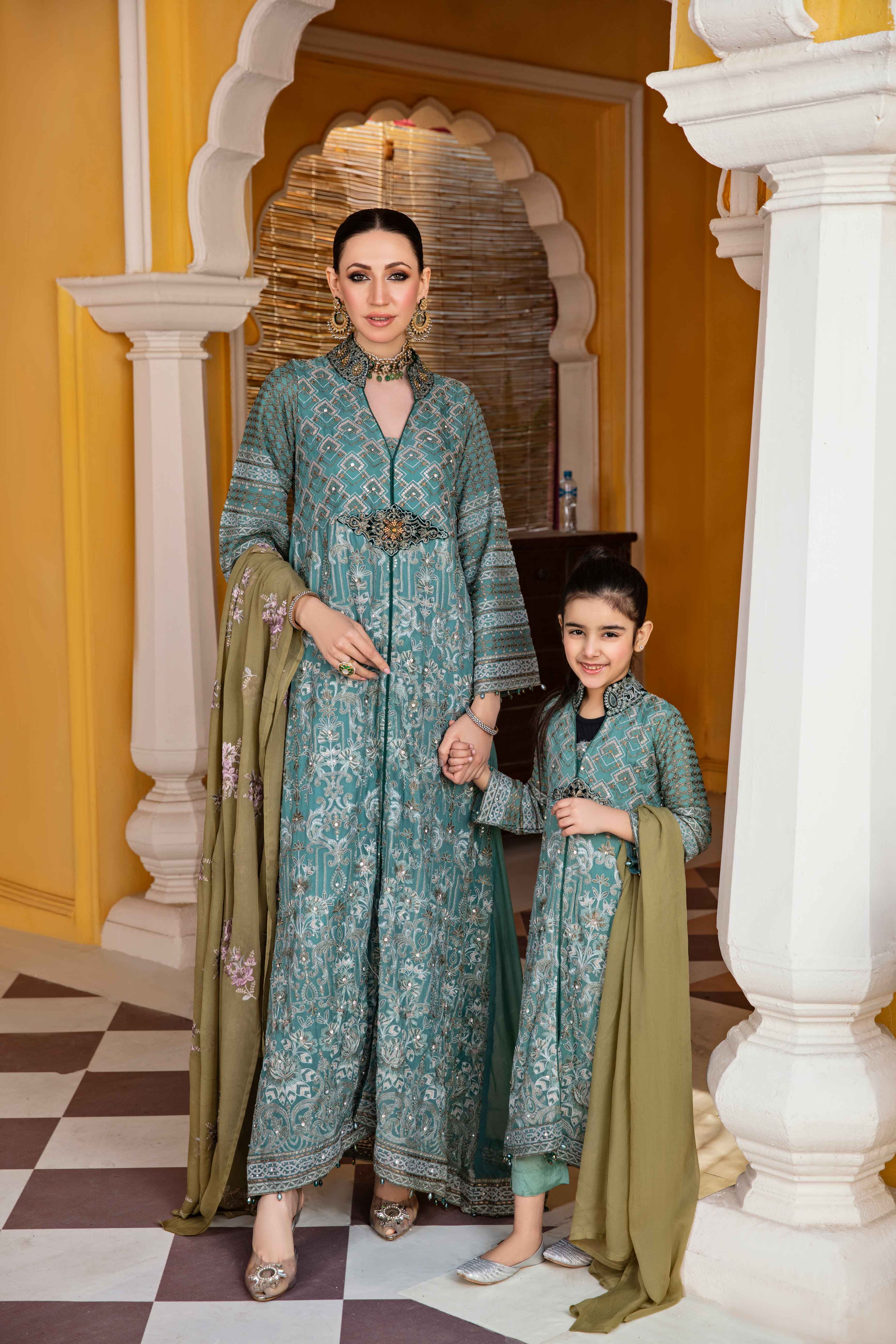 Fareen Eid Edition Mummy & Me Girls Cockatoo Suit - Desi Posh