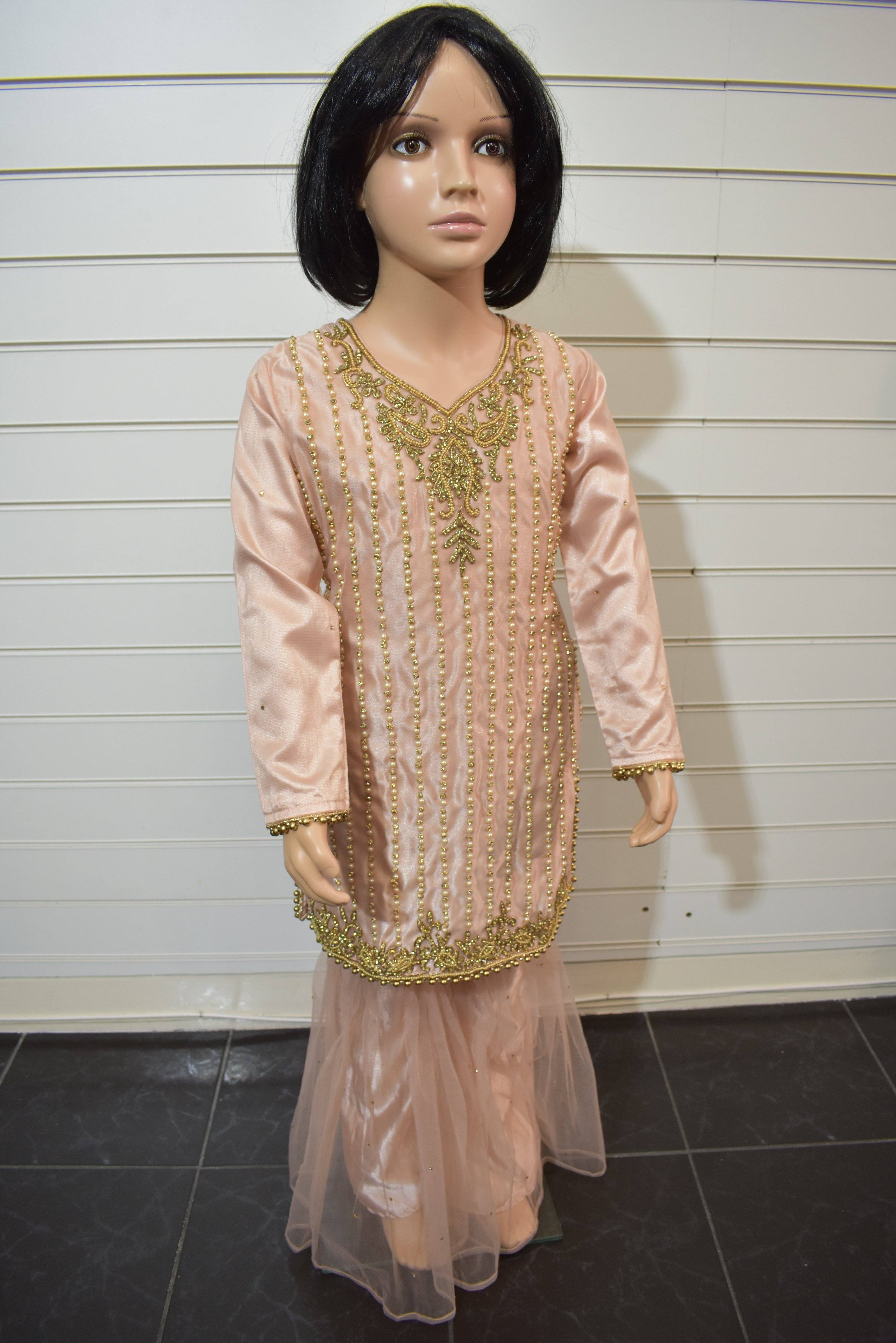 Maria B Inspired Kids 3 Piece Stone Work Gharara Wedding Outfit - Desi Posh