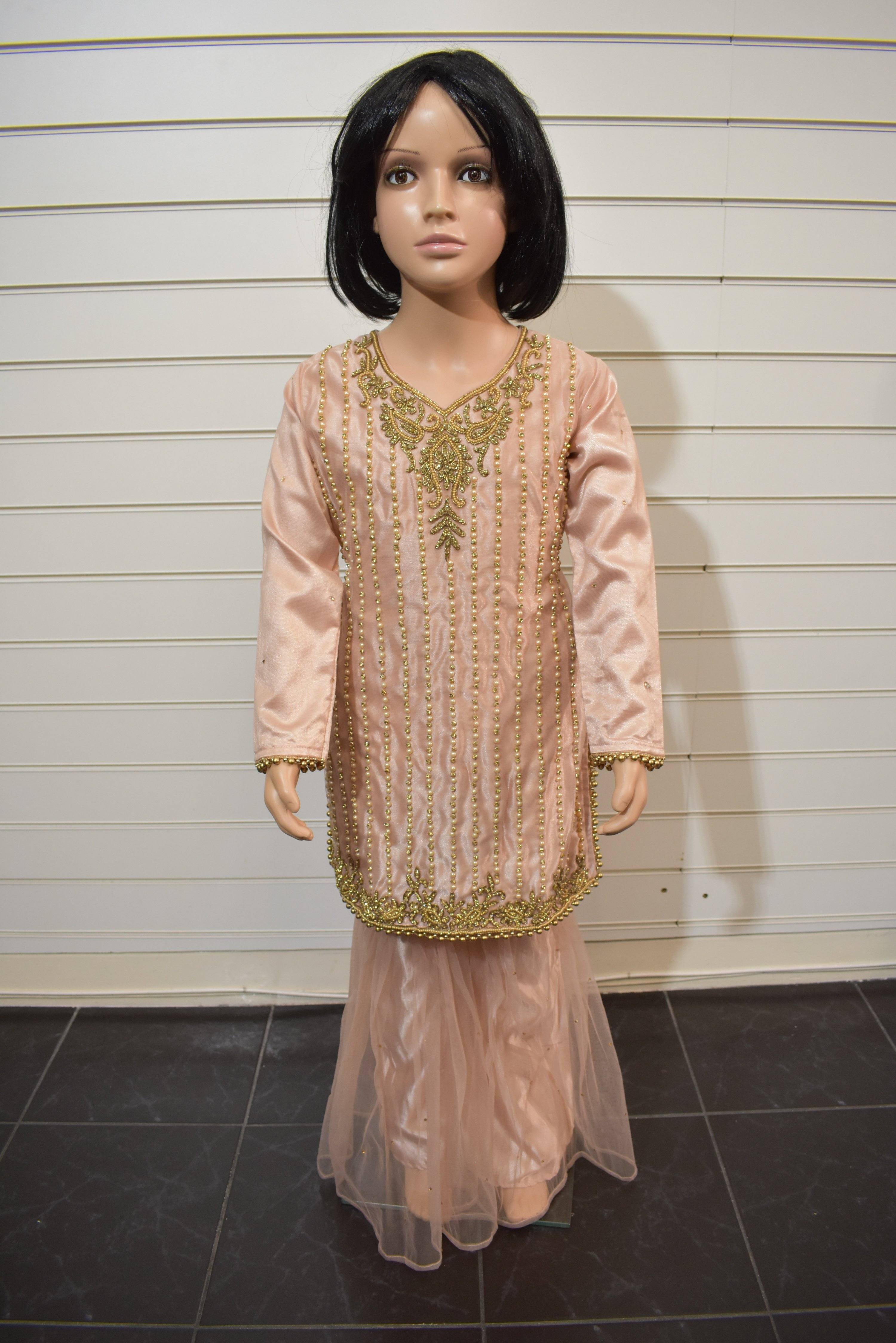 Maria B Inspired Kids 3 Piece Stone Work Gharara Wedding Outfit - Desi Posh