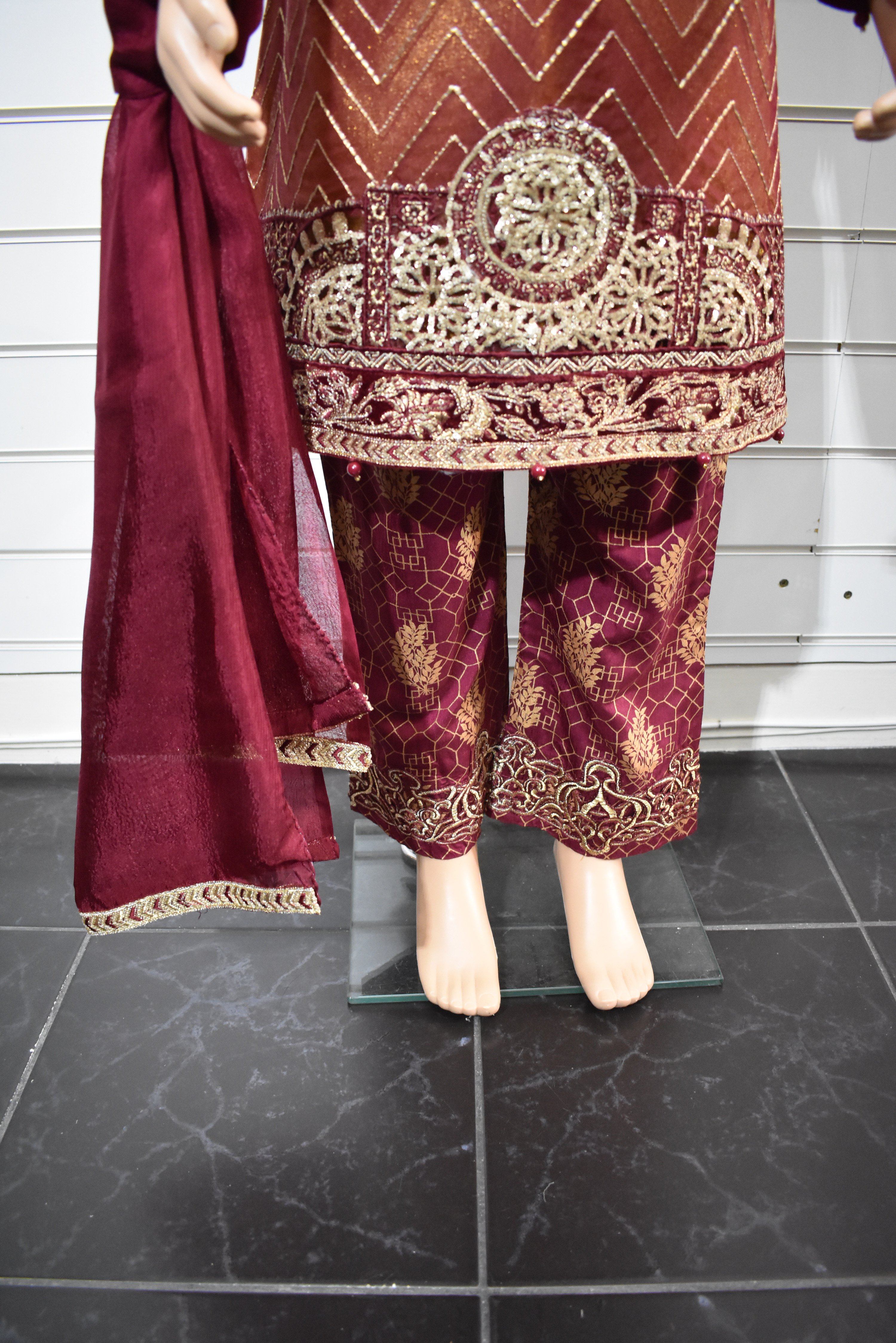 Maria B Wedding Edition Inspired Net and Chiffon Kids 3 Piece Outfit - Desi Posh
