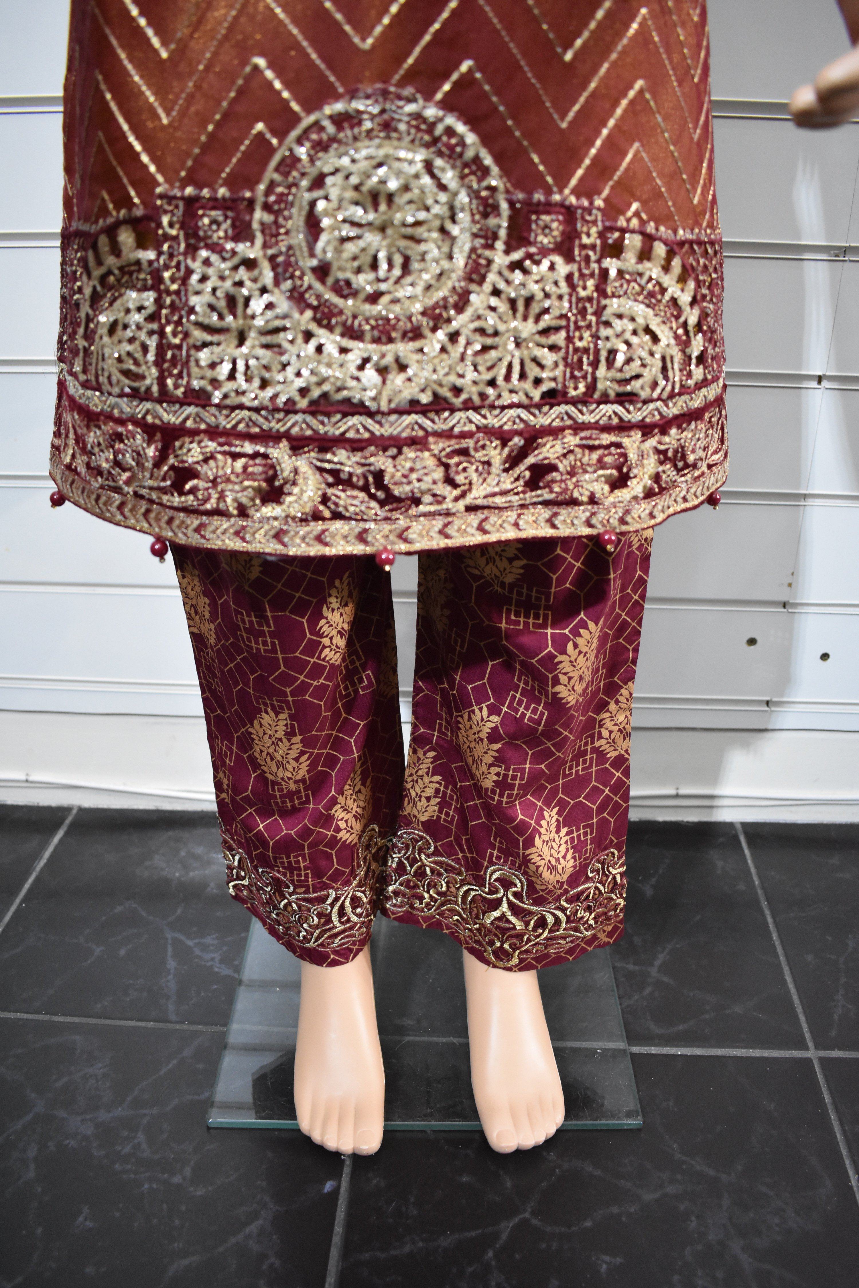Maria B Wedding Edition Inspired Net and Chiffon Kids 3 Piece Outfit - Desi Posh
