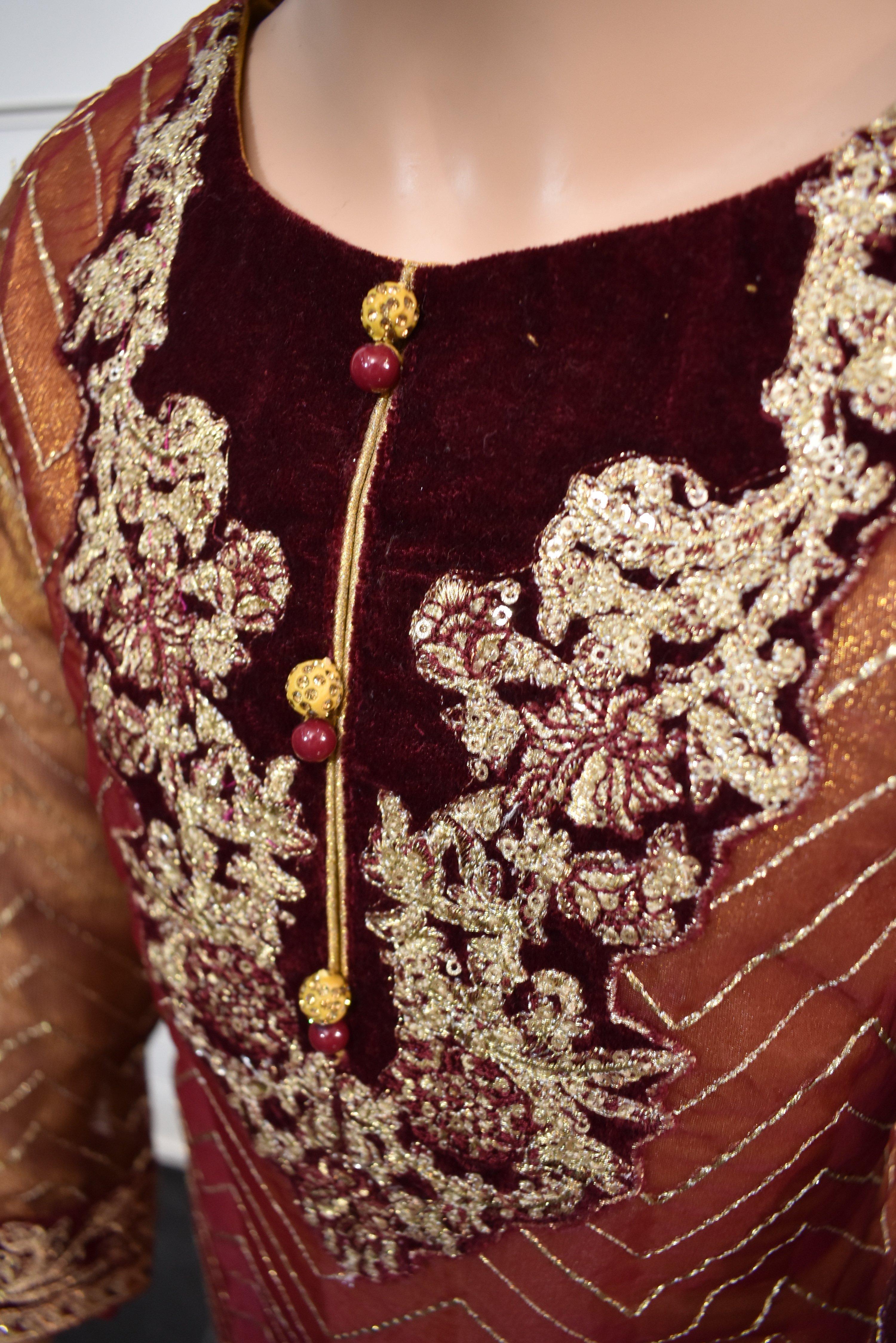 Maria B Wedding Edition Inspired Net and Chiffon Kids 3 Piece Outfit - Desi Posh