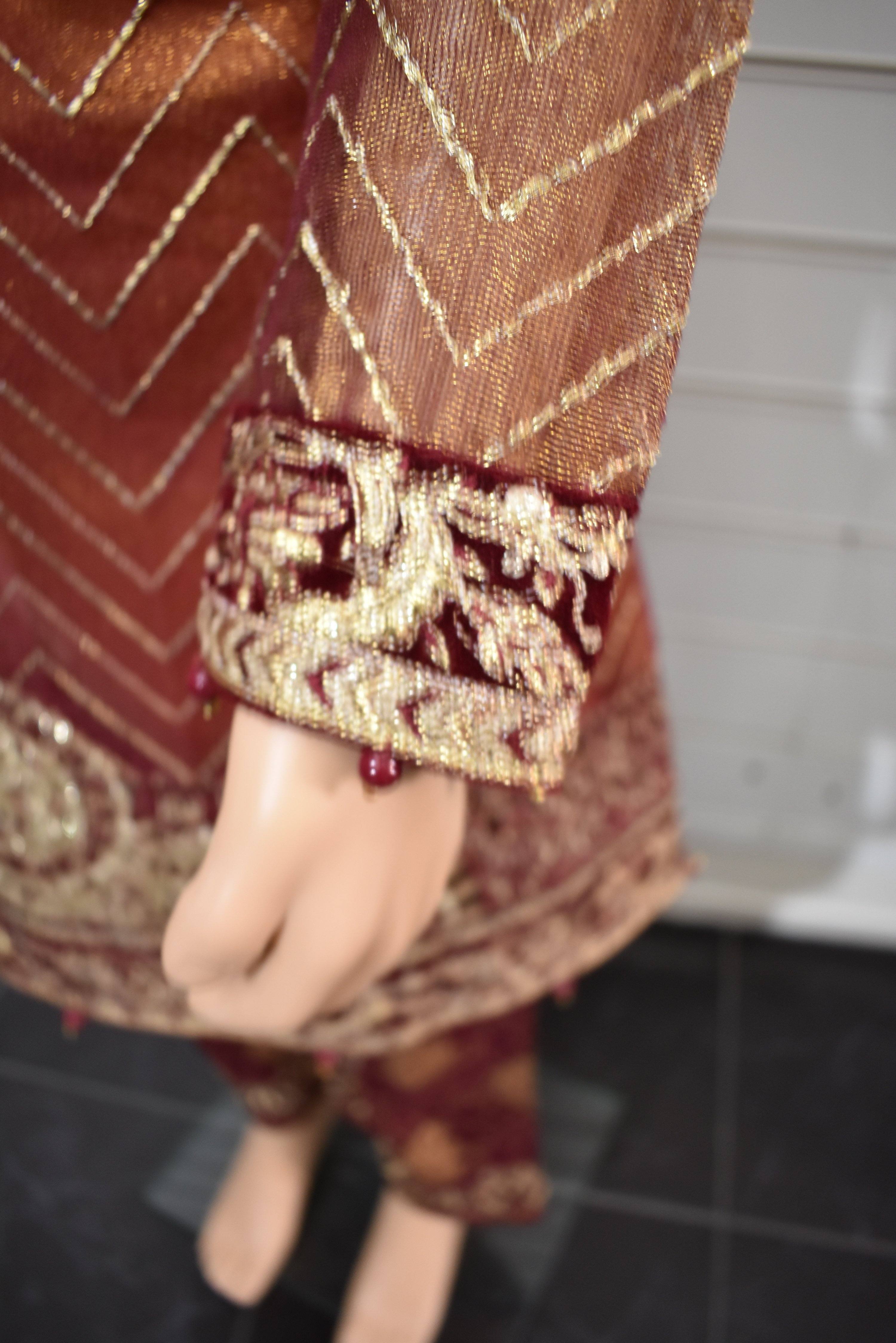 Maria B Wedding Edition Inspired Net and Chiffon Kids 3 Piece Outfit - Desi Posh