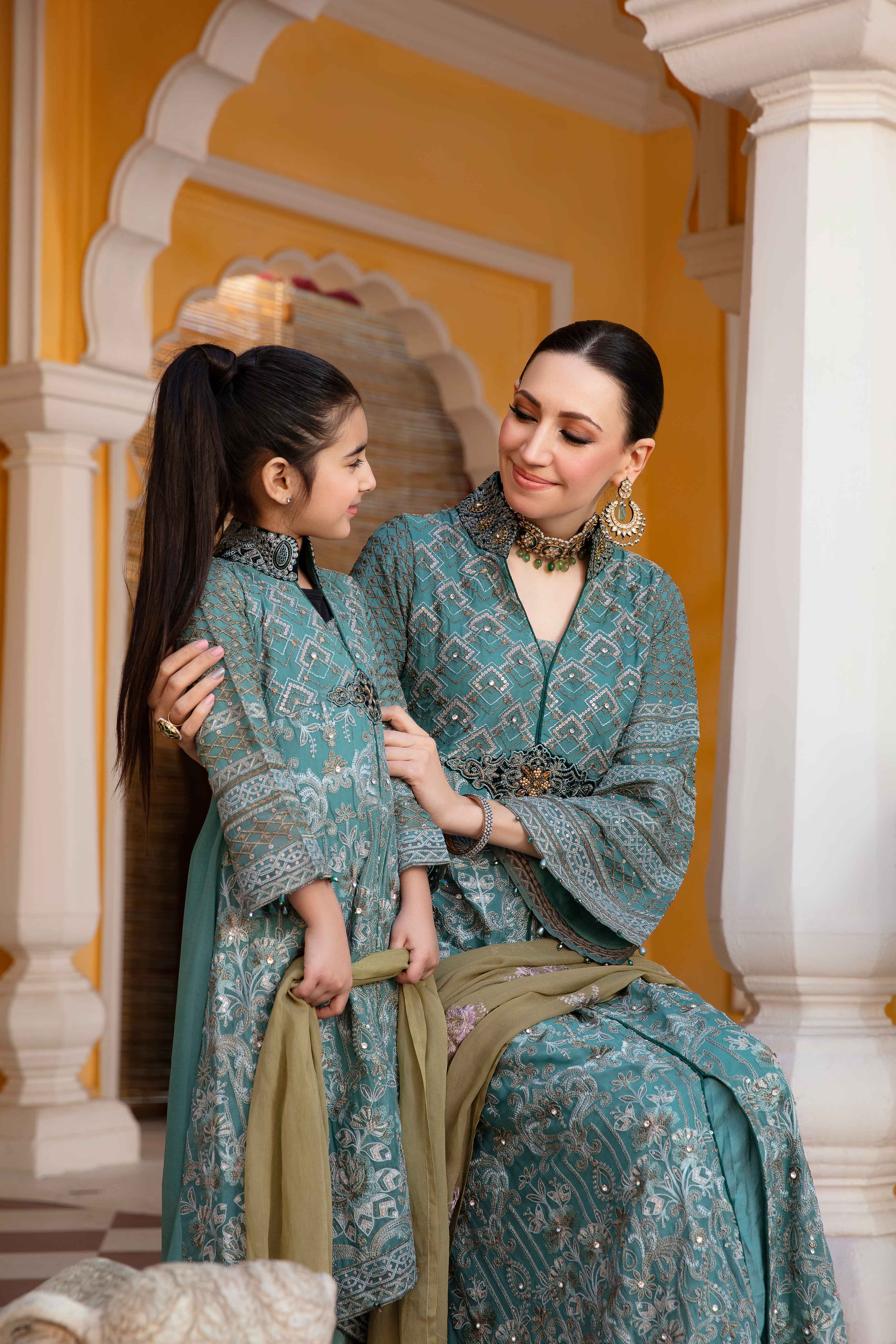 Fareen Eid Edition Mummy & Me Girls Cockatoo Suit - Desi Posh