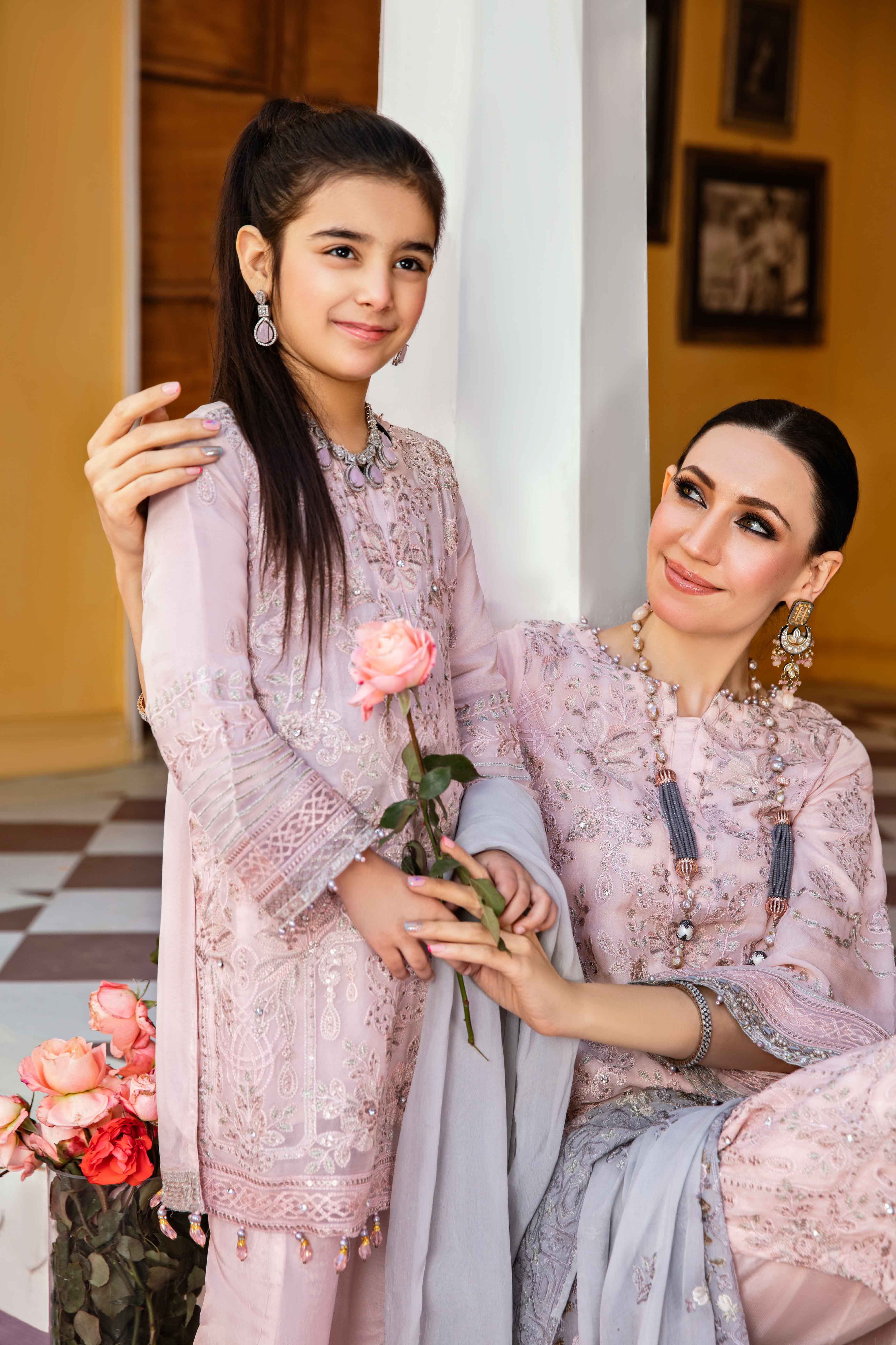 Fareen Eid Edition Mummy & Me Ladies Delicacy Chiffon Suit - Desi Posh