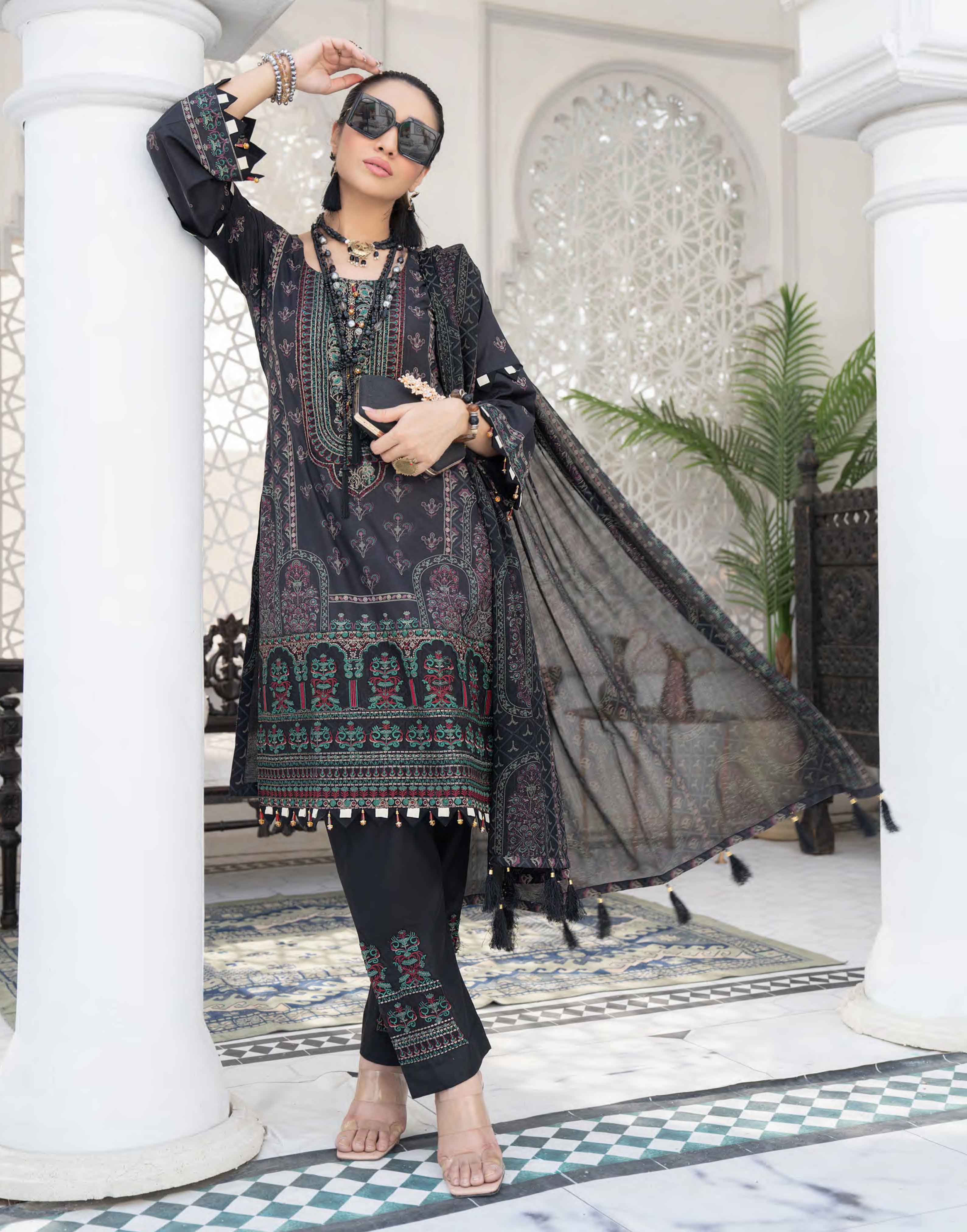 Munira Digital Print Lawn Suit with Chiffon Dupatta MSL3B DesiPosh