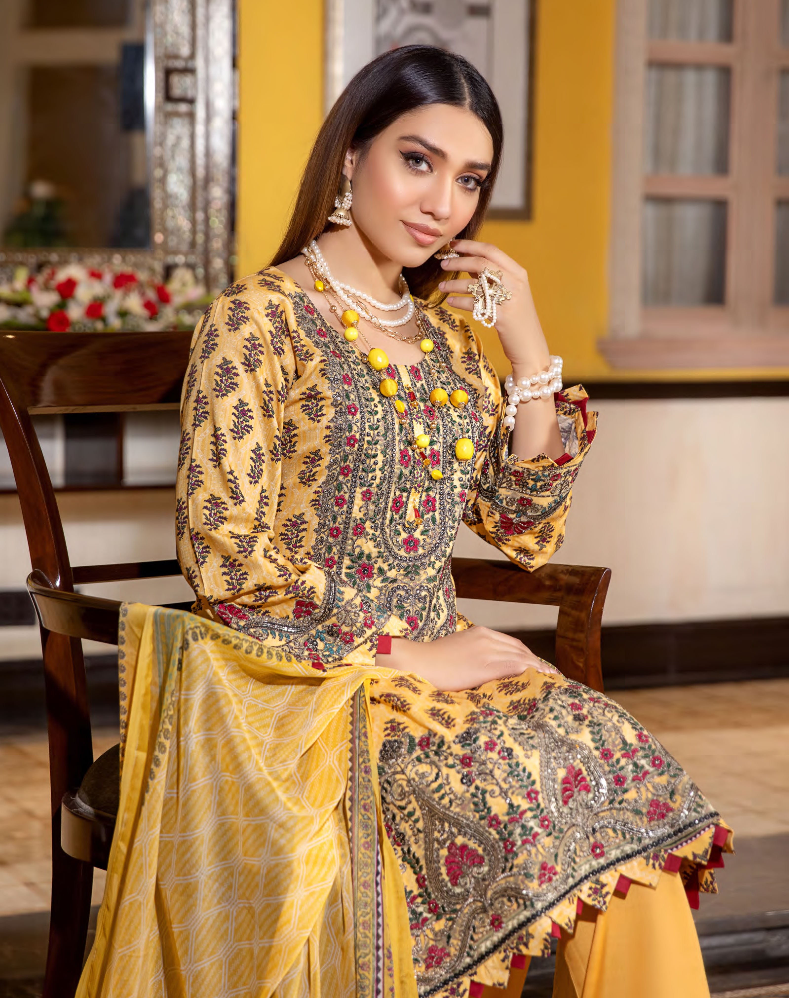 Munira Embroidered Linen Readymade Outfit MS7 Dresses DesiP 
