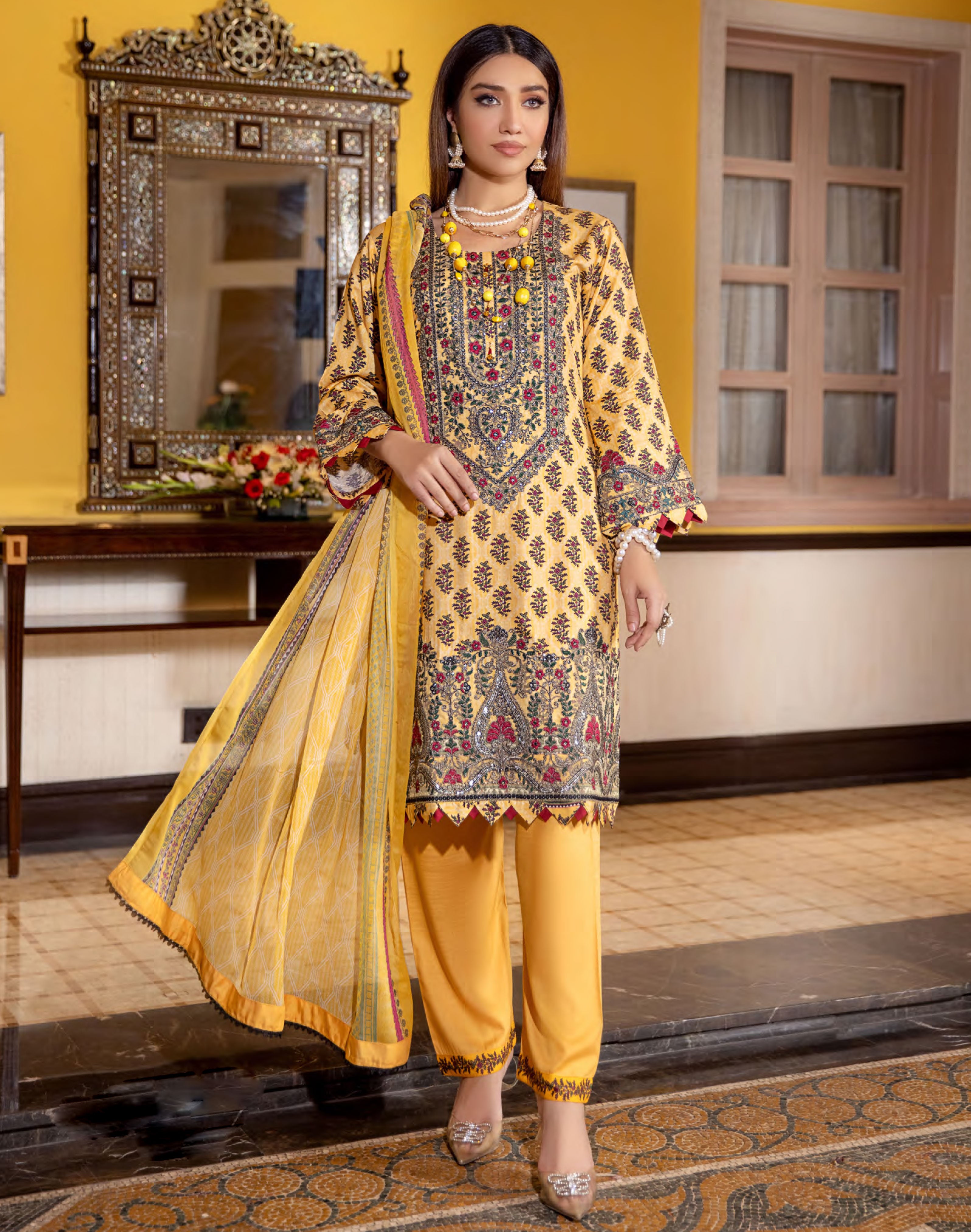 Munira Embroidered Linen Readymade Outfit MS7 Dresses DesiP 