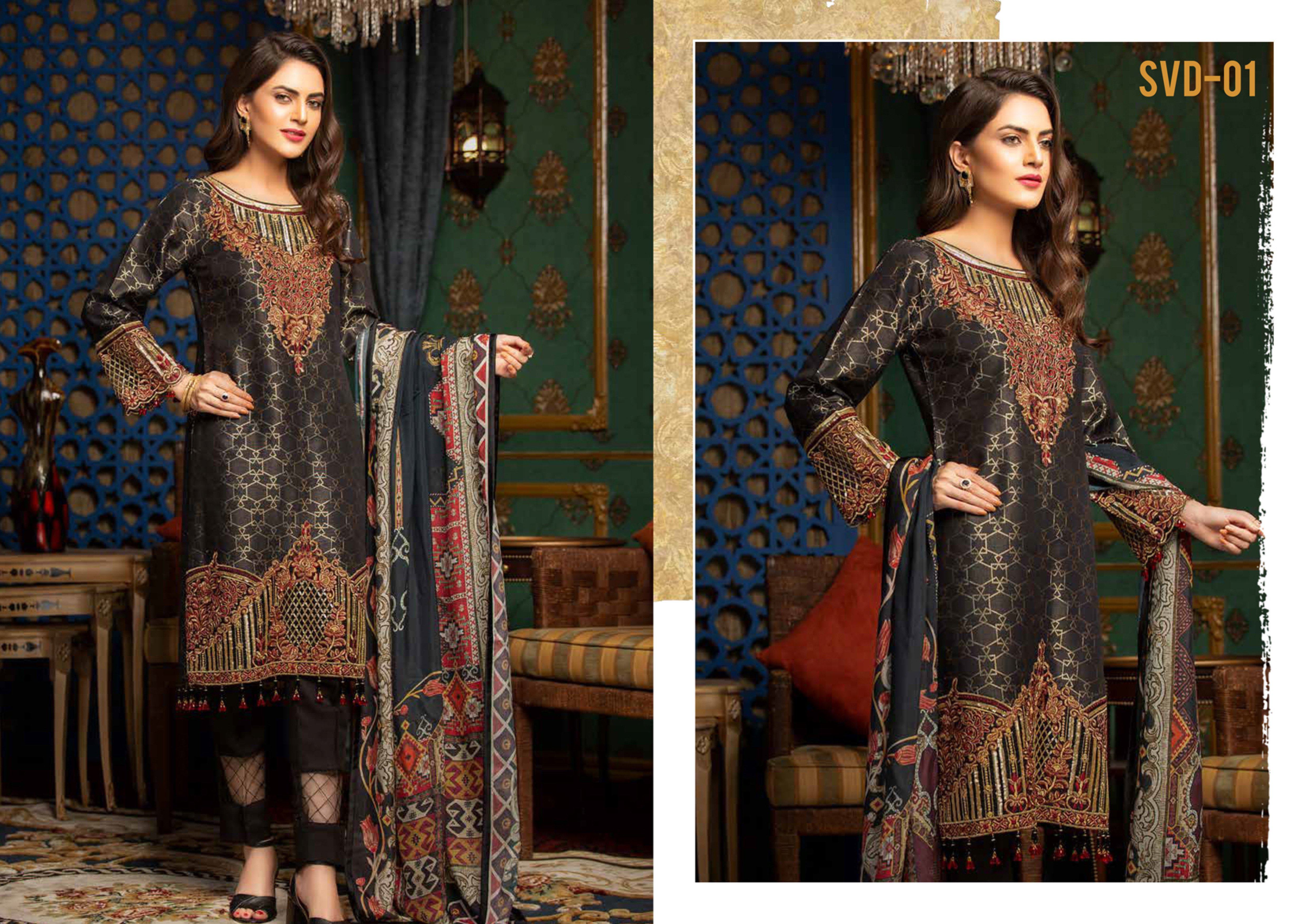 Muskari by Simrans Embroidered Jacquard 3 Piece Kids Suit VD01 - Luxury Collection - Desi Posh