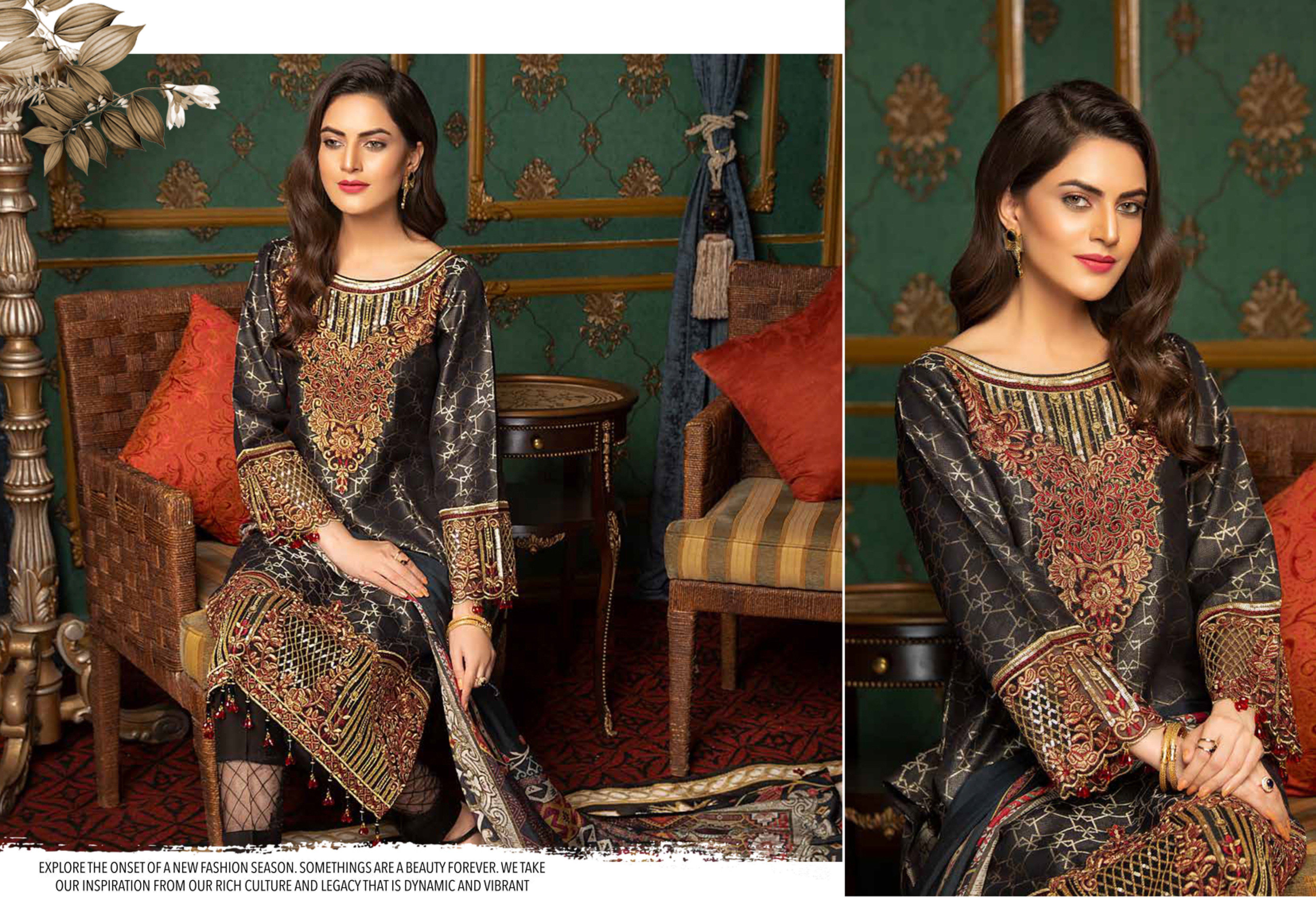 Muskari by Simrans Embroidered Jacquard 3 Piece Kids Suit VD01 - Luxury Collection - Desi Posh