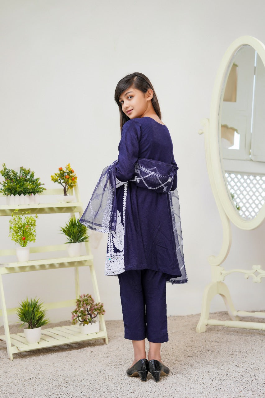 Navy Blue Kids Mummy & Me Mirror Outfit Desi Posh