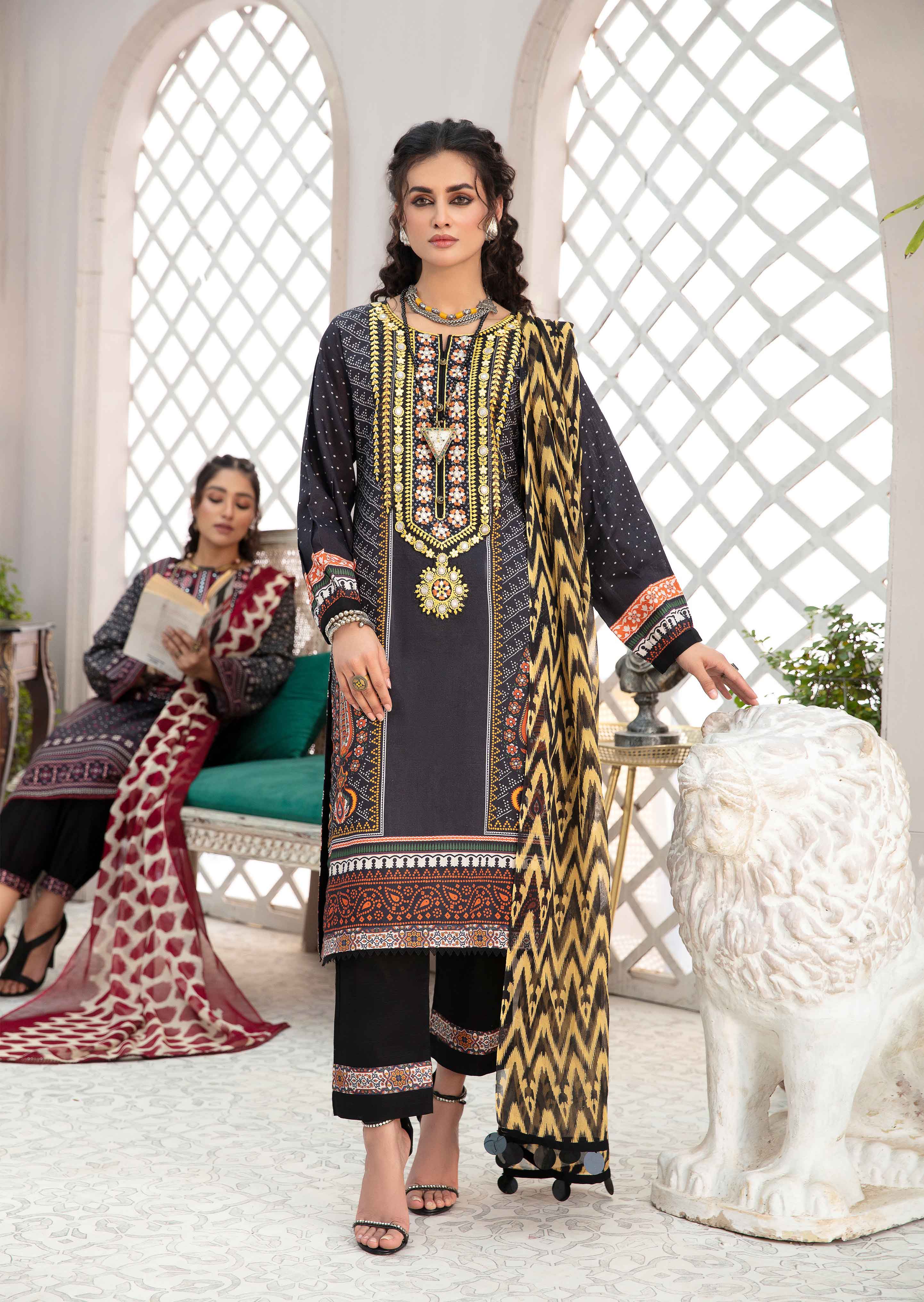 Noir 3 Piece Embroidered Swiss Khaddar Suit 25204